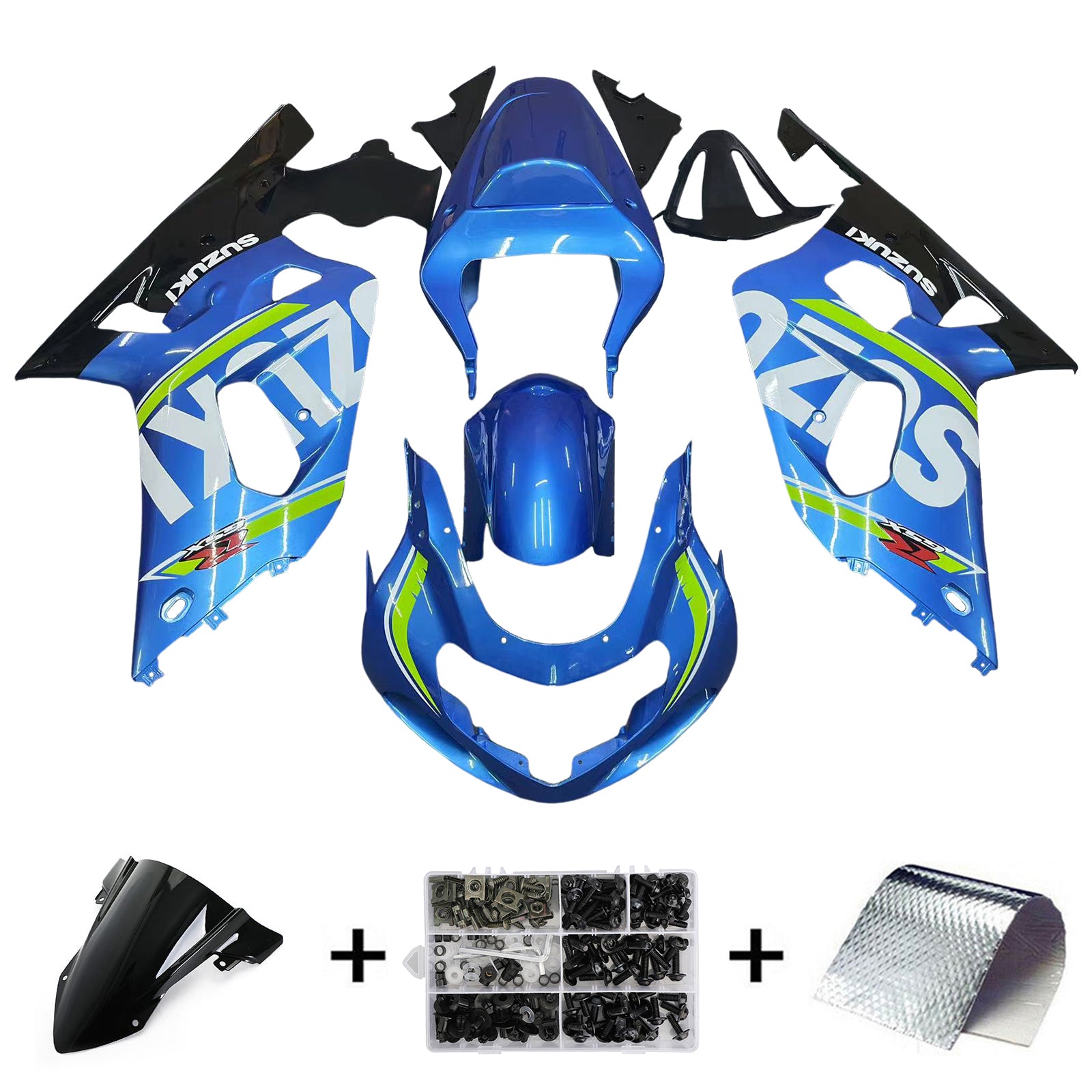 Amotopart Suzuki 01-03 GSXR600 & 00-03 GSXR750 Fairing glossy blue yellow Kit