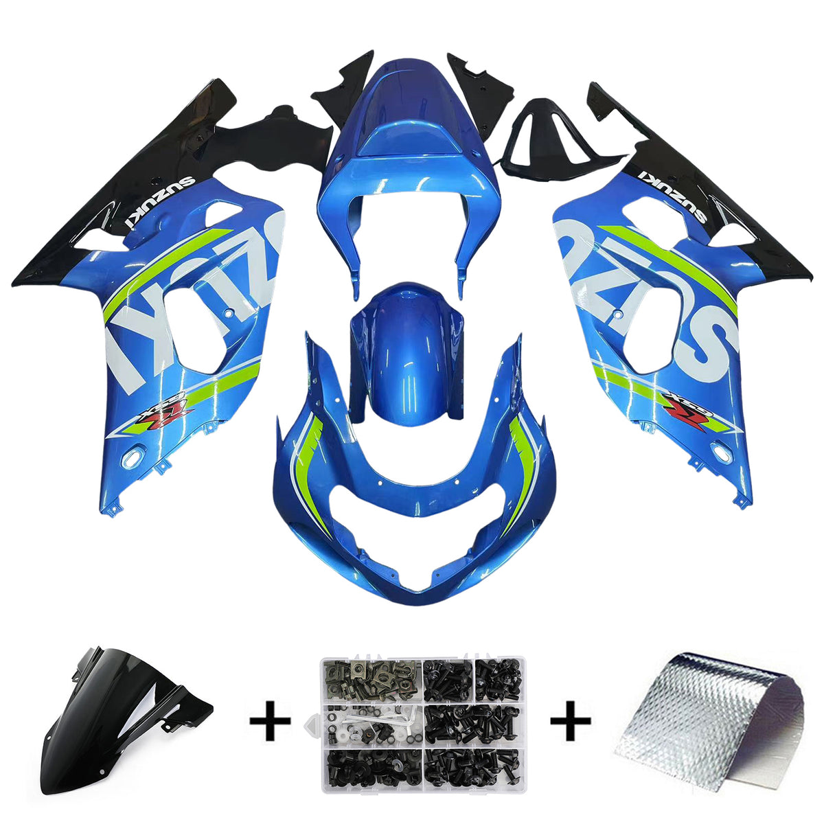 Amotopart Suzuki 01-03 GSXR600 &amp; 00-03 GSXR750 Verkleidung glänzend blau gelb Kit