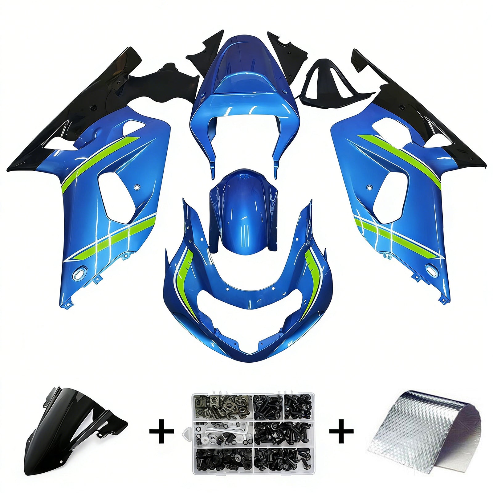 Amotopart Suzuki 01-03 GSXR600 & Kit carénage GSXR750 00-03 bleu jaune brillant