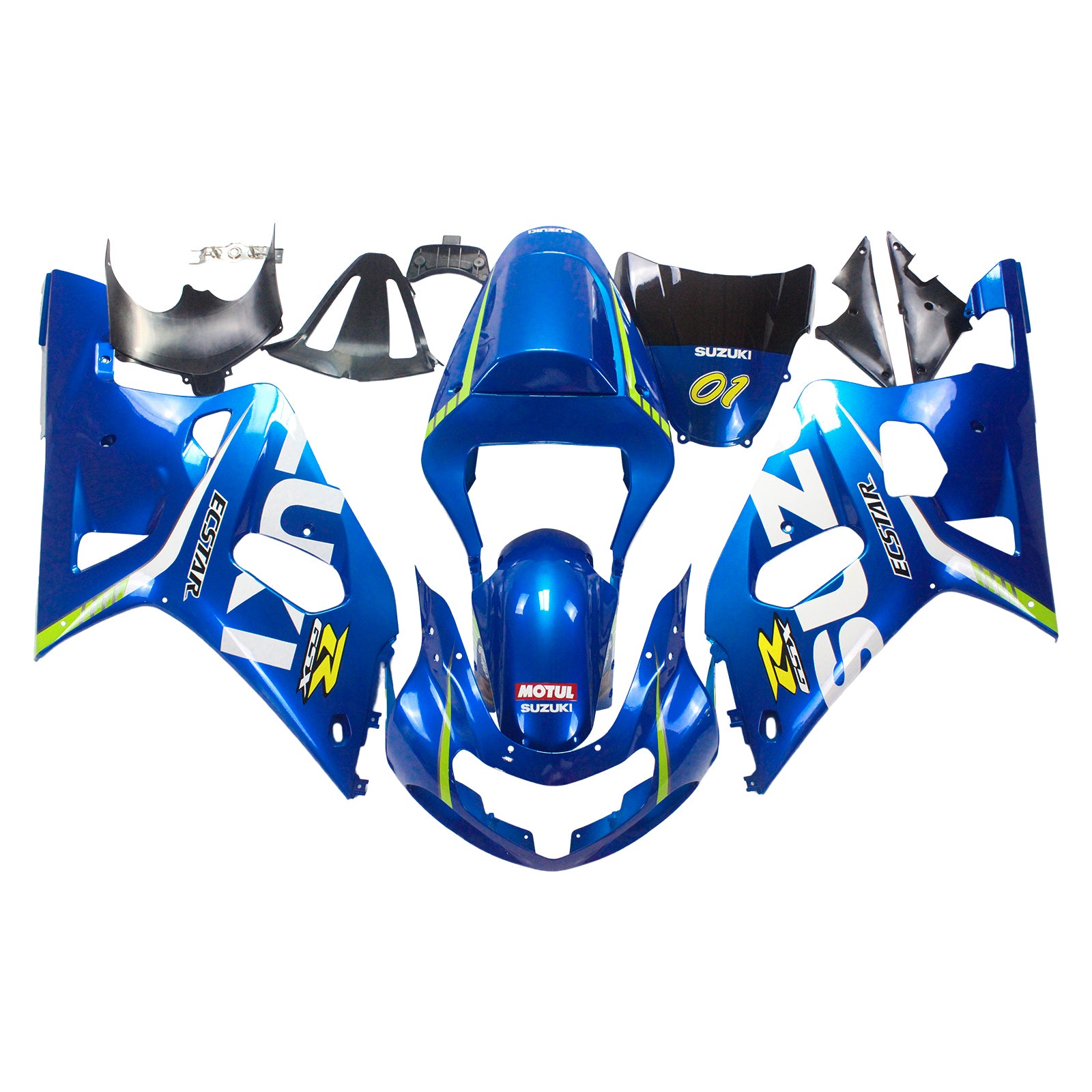 Amotopart Kit carena Motul blu giallo per Suzuki 01-03 GSXR600 e 00-03 GSXR750