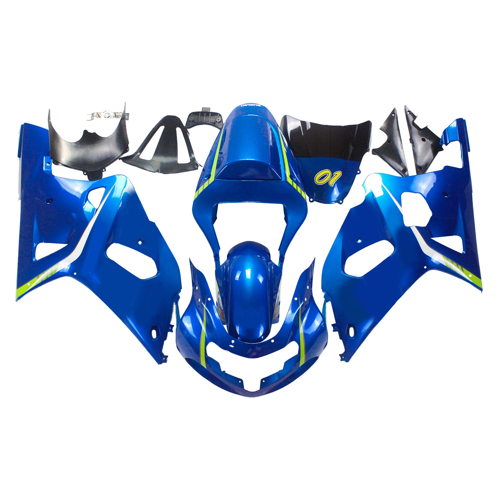 Amotopart Suzuki 01-03 GSXR600 & 00-03 GSXR750 Fairing Motul blue yellow Kit