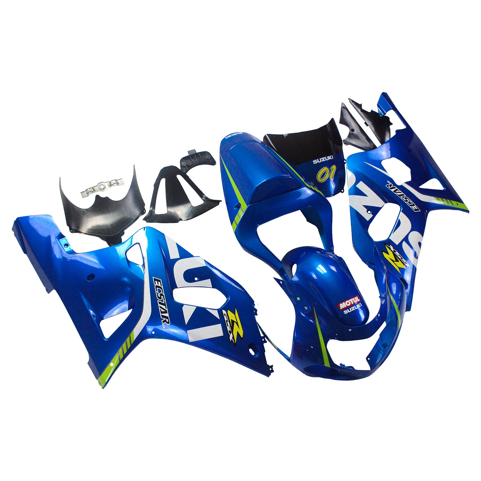 Amotopart Suzuki 01-03 GSXR600 & 00-03 GSXR750 Fairing Motul blue yellow Kit