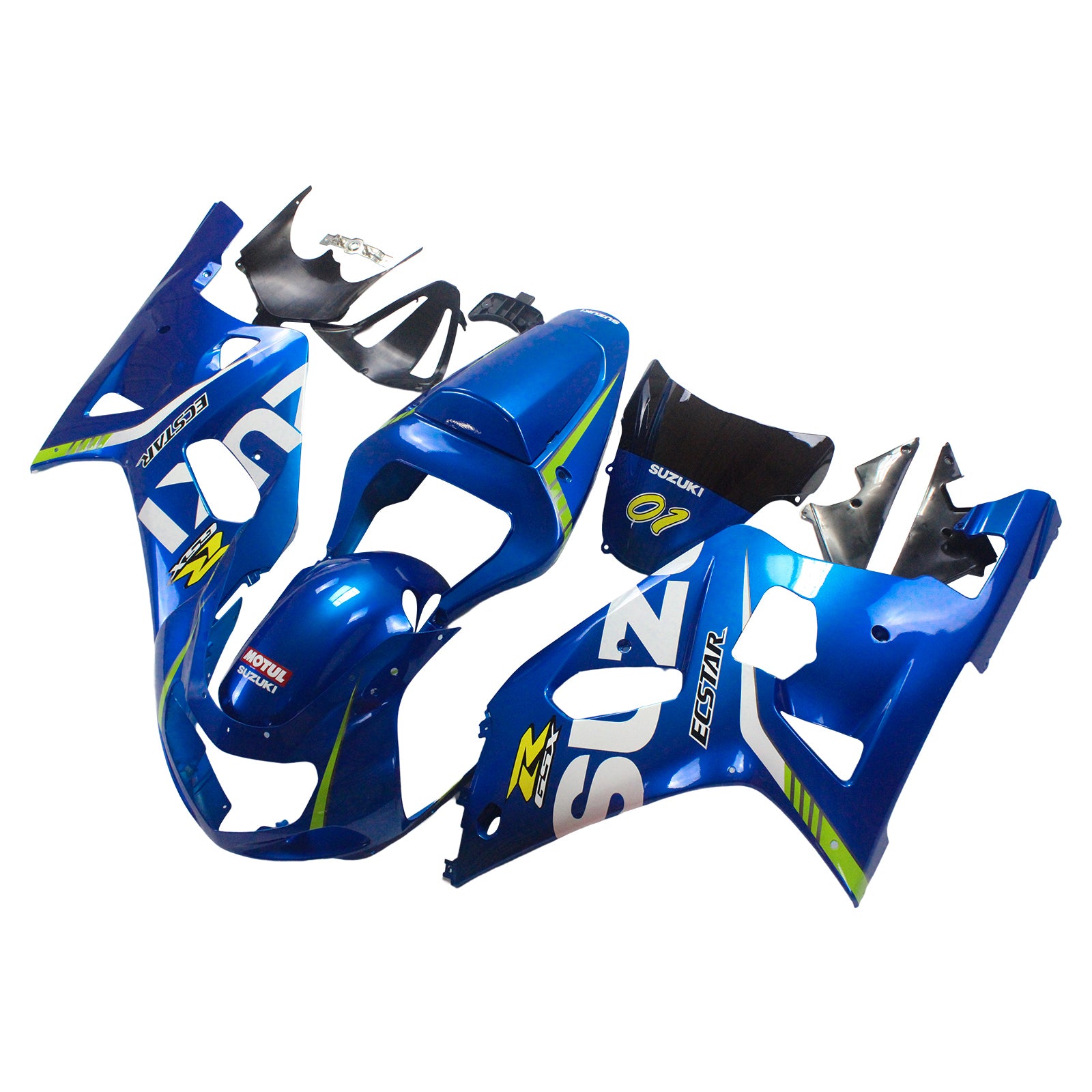 Amotopart Suzuki 01-03 GSXR600 & 00-03 GSXR750 Fairing Motul blue yellow Kit