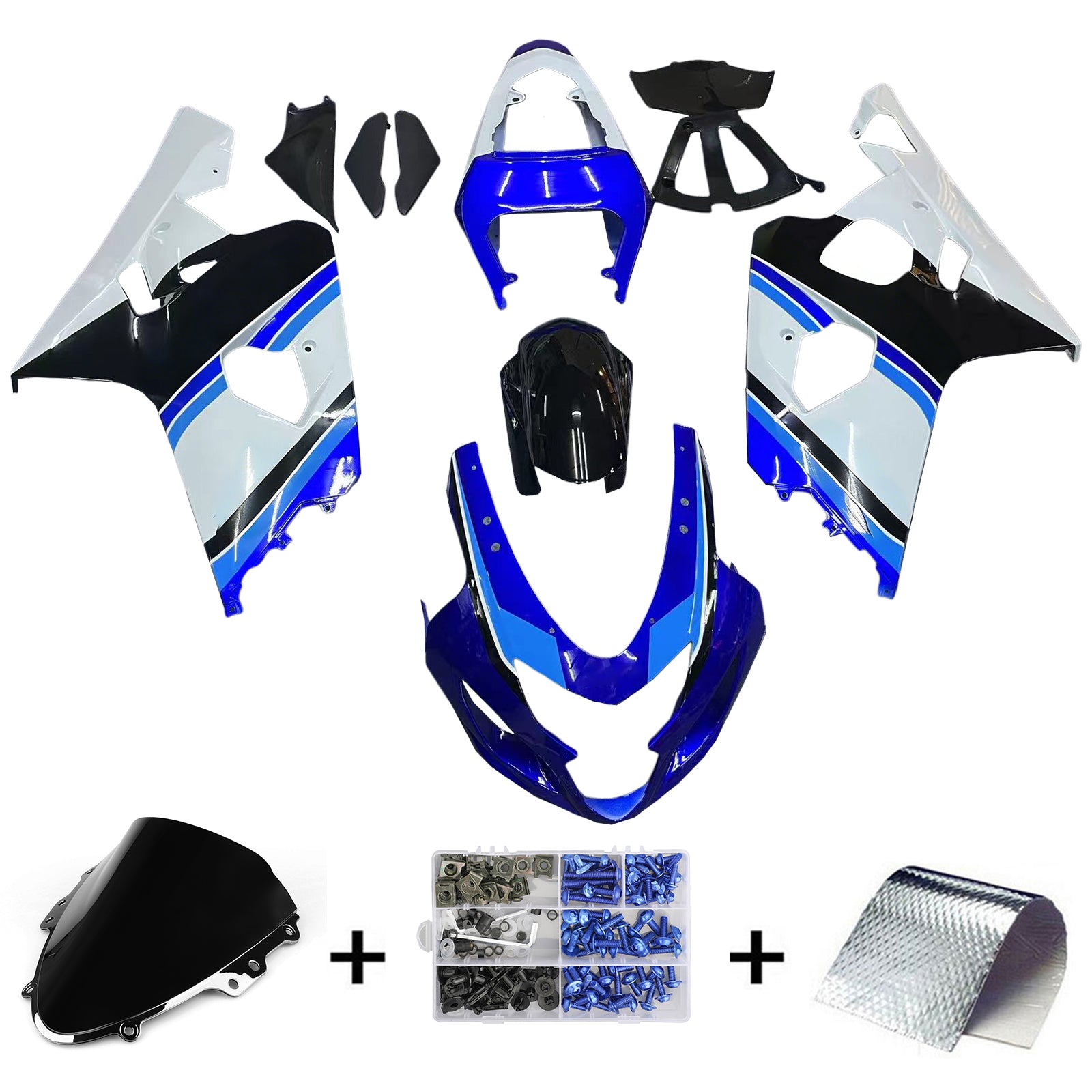 Amotopart 2004-2005 Suzuki GSXR600750 Fairing Black&White Kit
