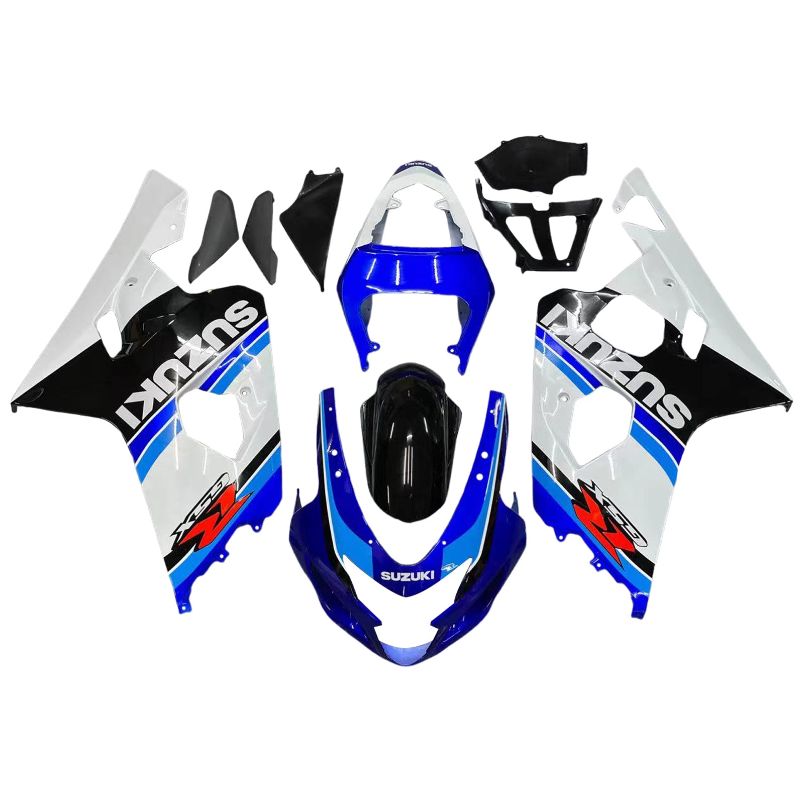 Amotopart 2004-2005 Suzuki GSXR 600750 Kit de carénage blanc et bleu