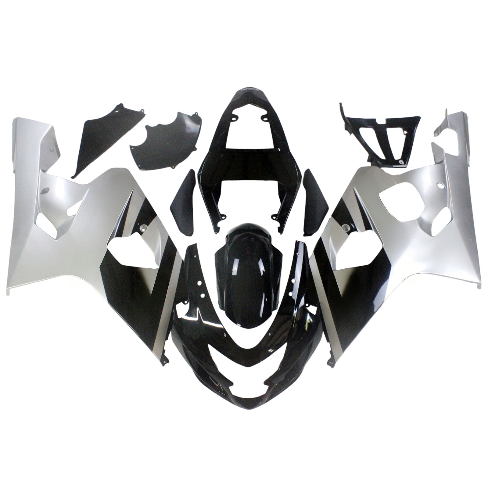 Amotopart 2004-2005 Suzuki GSXR 600750 Fairing Black & Silver Kit