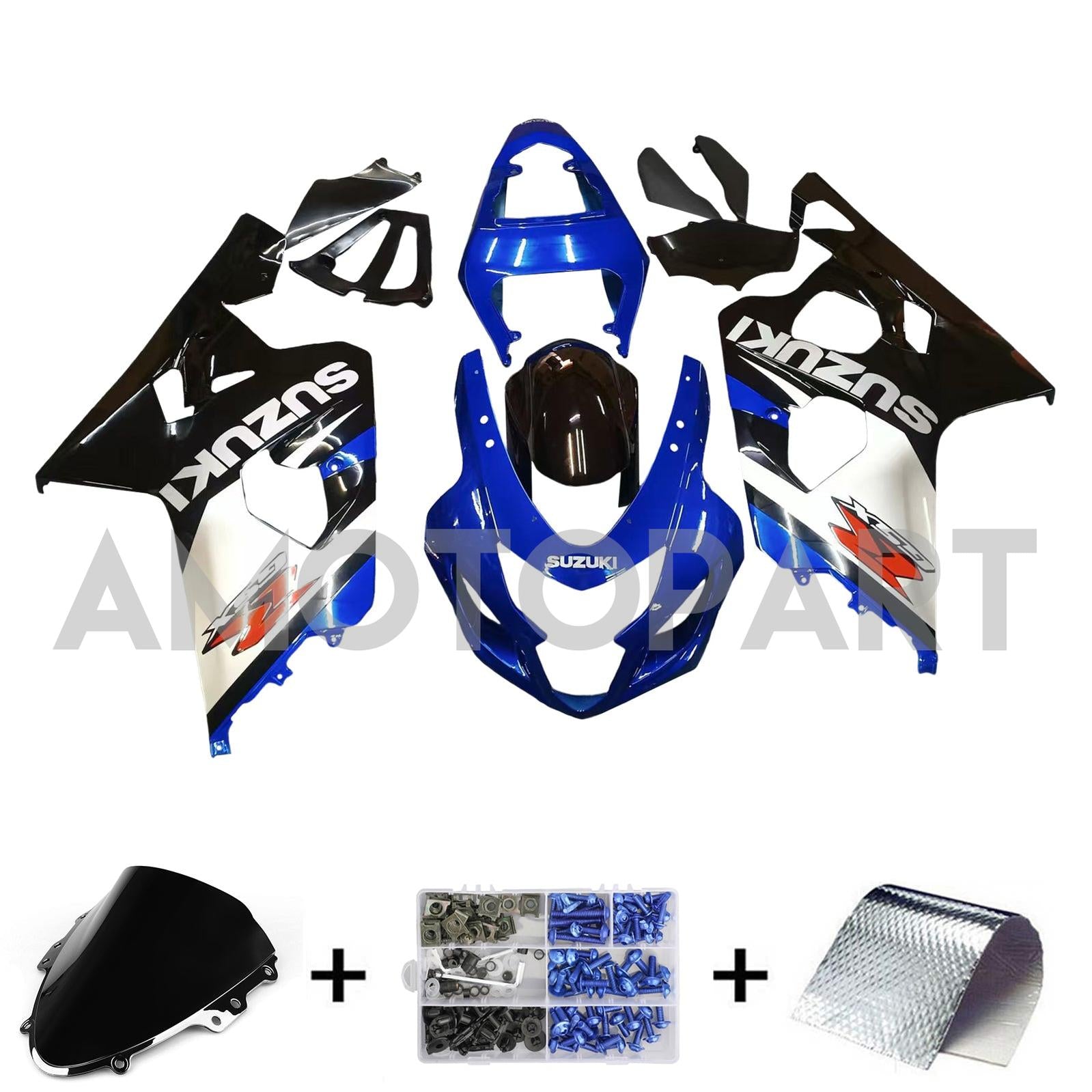 Amotopart 2004-2005 Suzuki GSXR600750 Fairing Blue&Black Kit