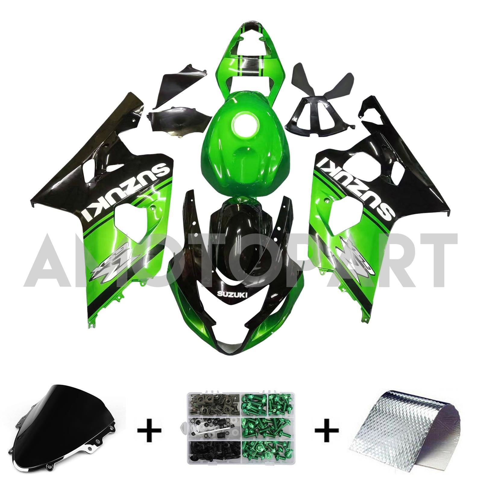 Amotopart 2004-2005 Suzuki GSXR 600/750 K4 Green&Black Fairing Kit