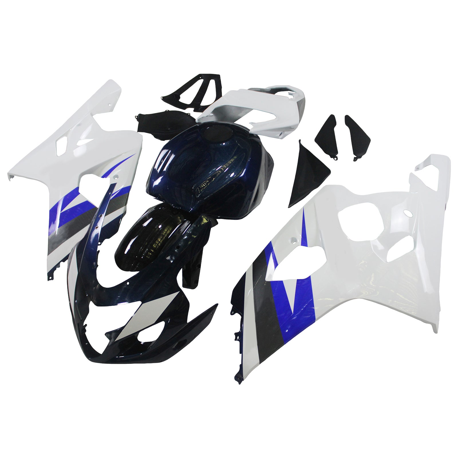 Amotopart 2004-2005 Suzuki GSXR 600/750 K4 White & Blue Fairing Kit