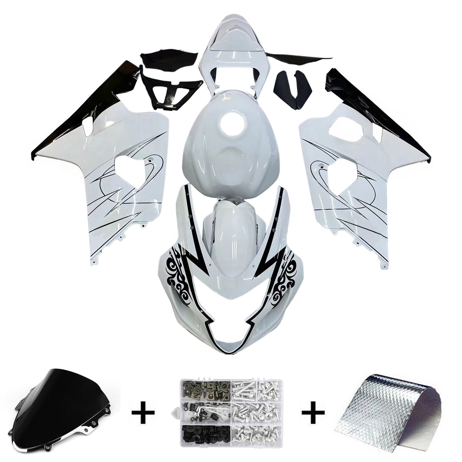 Amotopart 2004-2005 Suzuki GSXR 600/750 K4 Gray & White Fairing Kit
