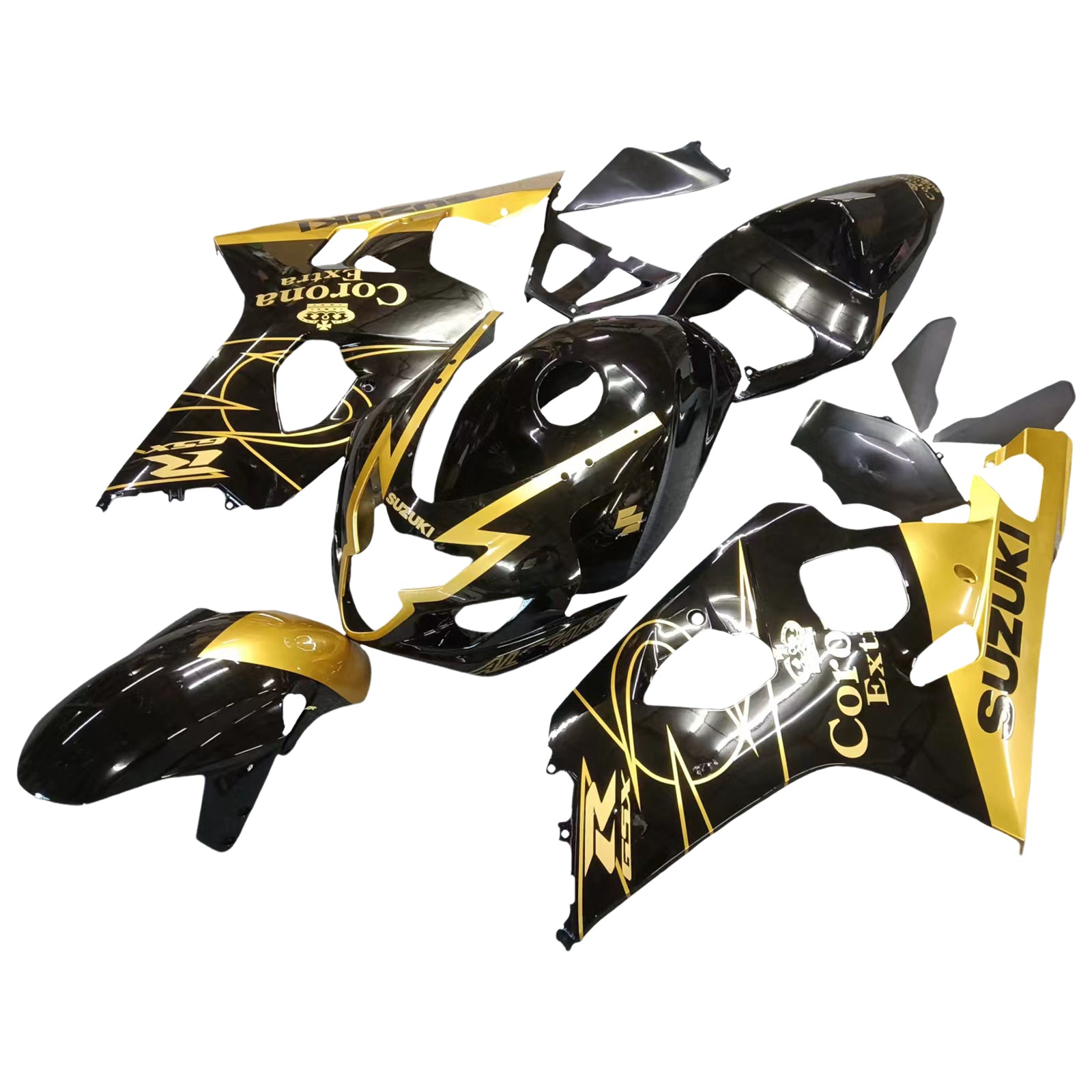 Amotopart 2004–2005 Suzuki GSXR 600/750 K4 Schwarz-Gold Verkleidungsset