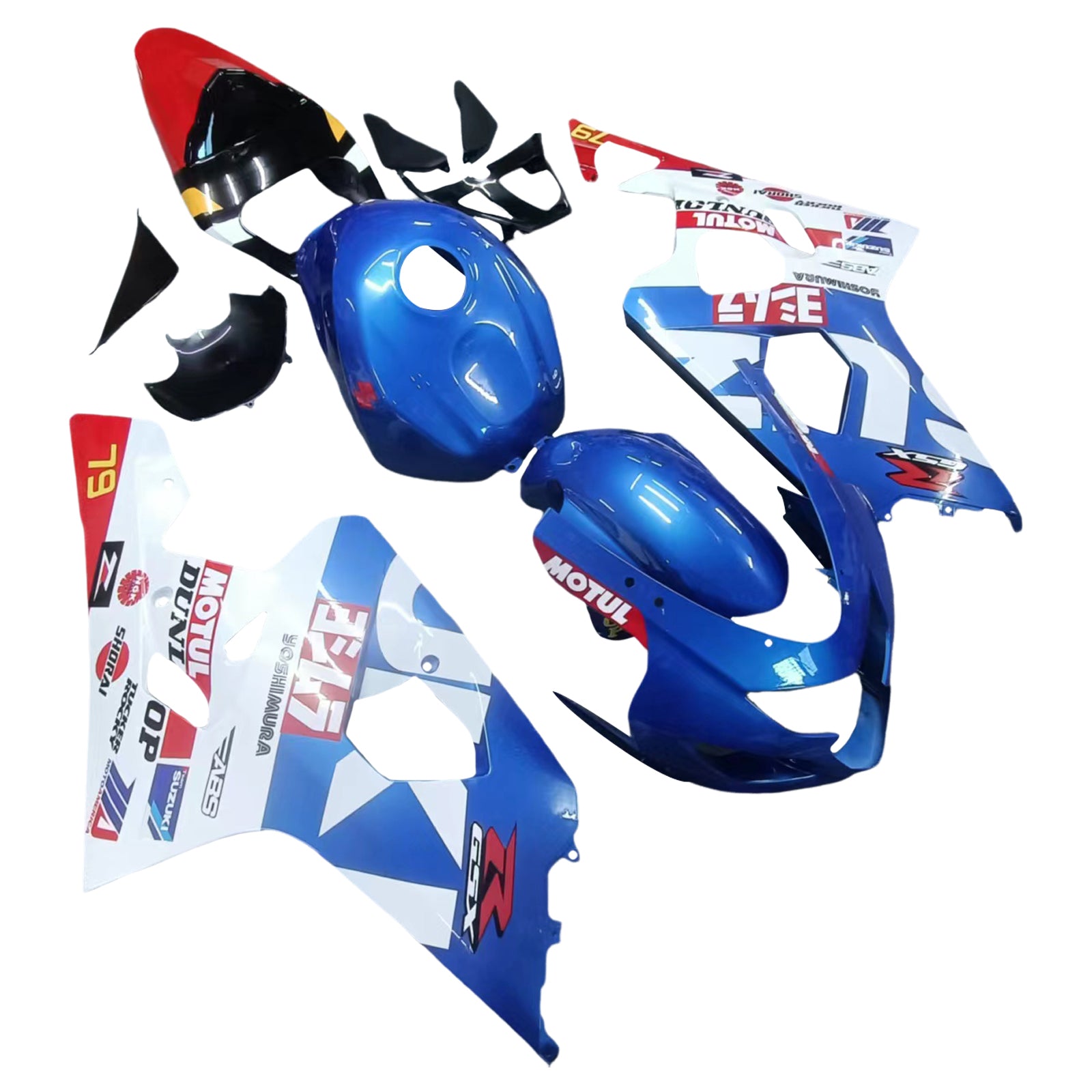 Amotopart 2004-2005 Suzuki GSXR 600/750 K4 Kit de carénage bleu et blanc