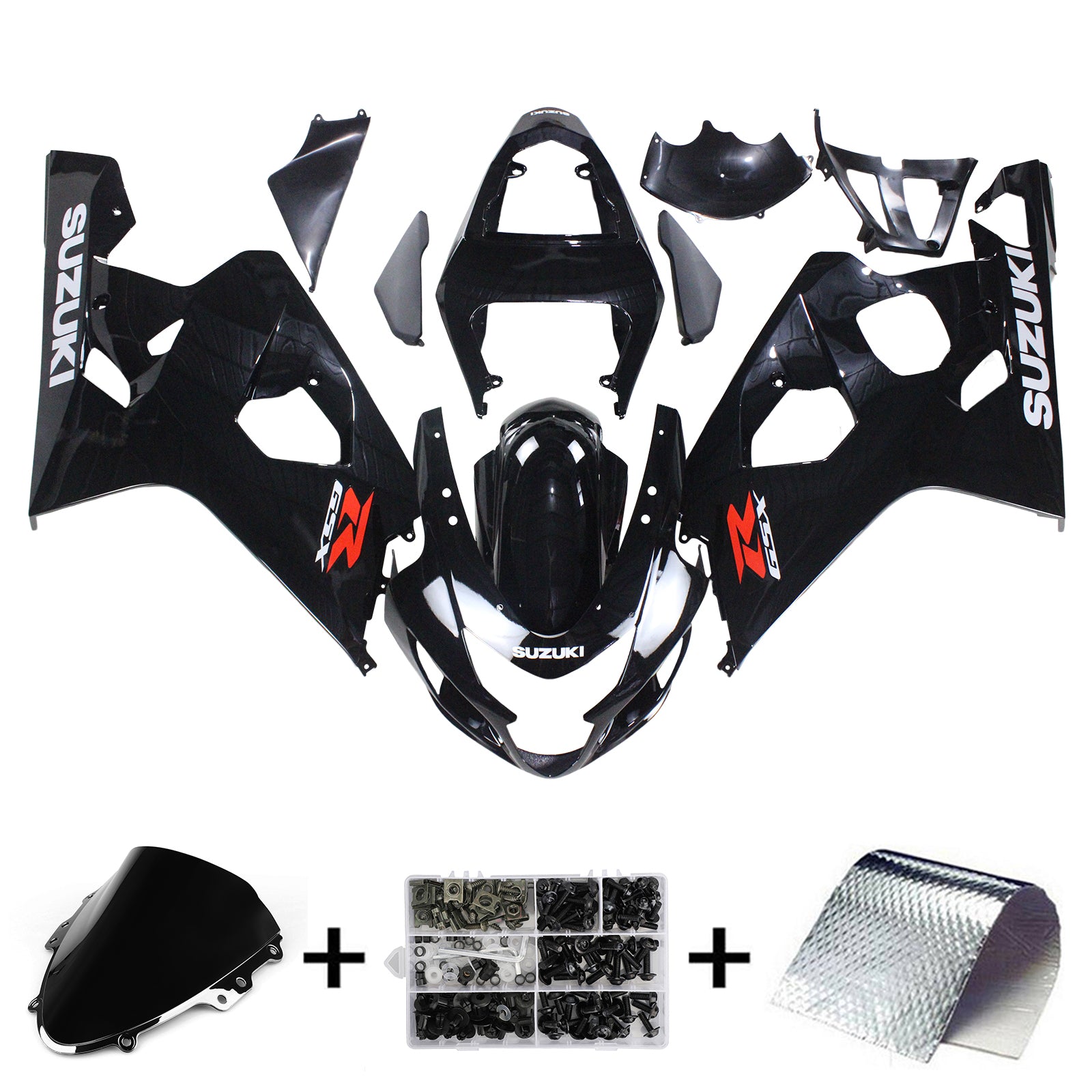 Amotopart Suzuki 2004-2005 GSXR 600/750 Kit de carénage noir brillant