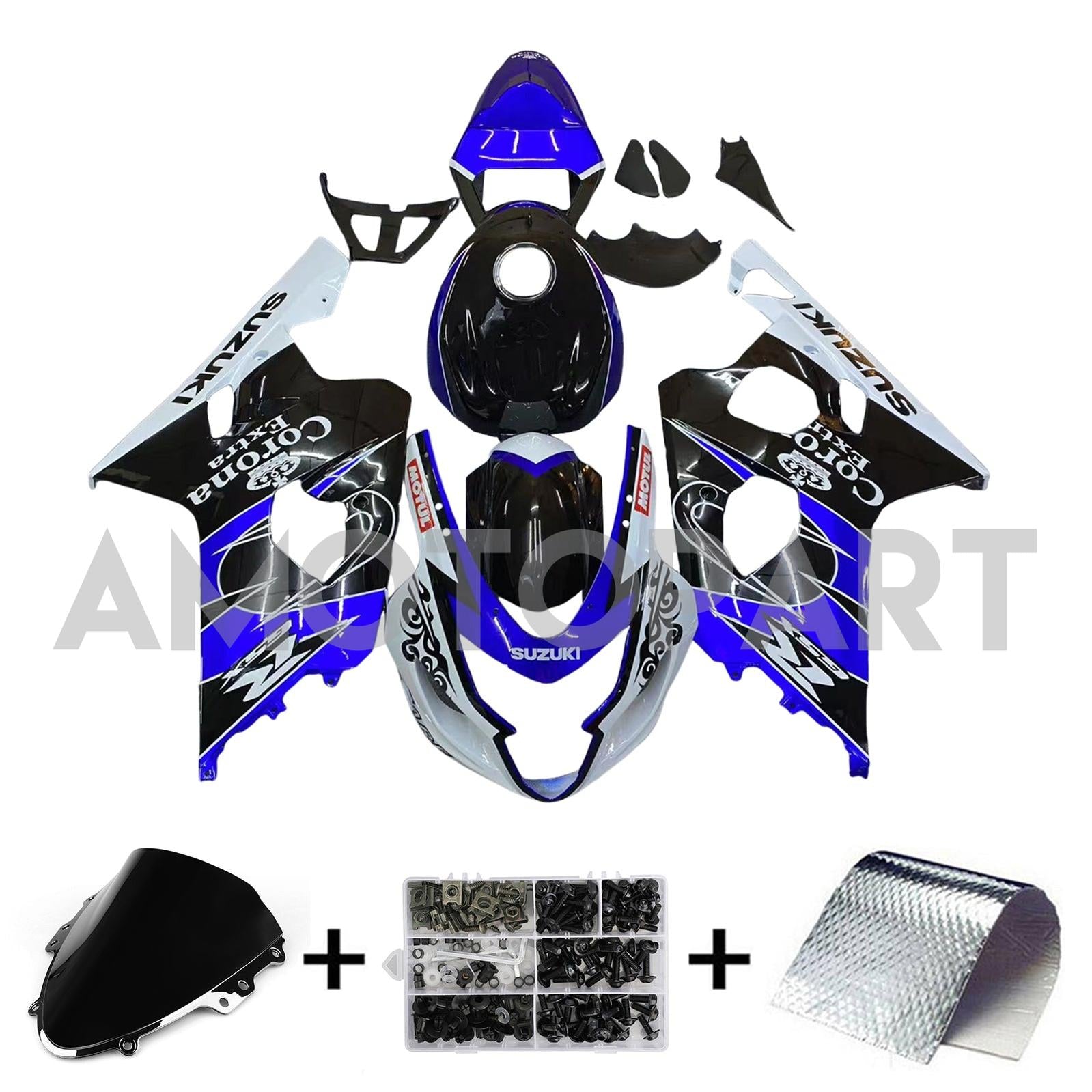 Amotopart Suzuki 2004-2005 GSXR 600/750 Blue Black White Fairing Kit