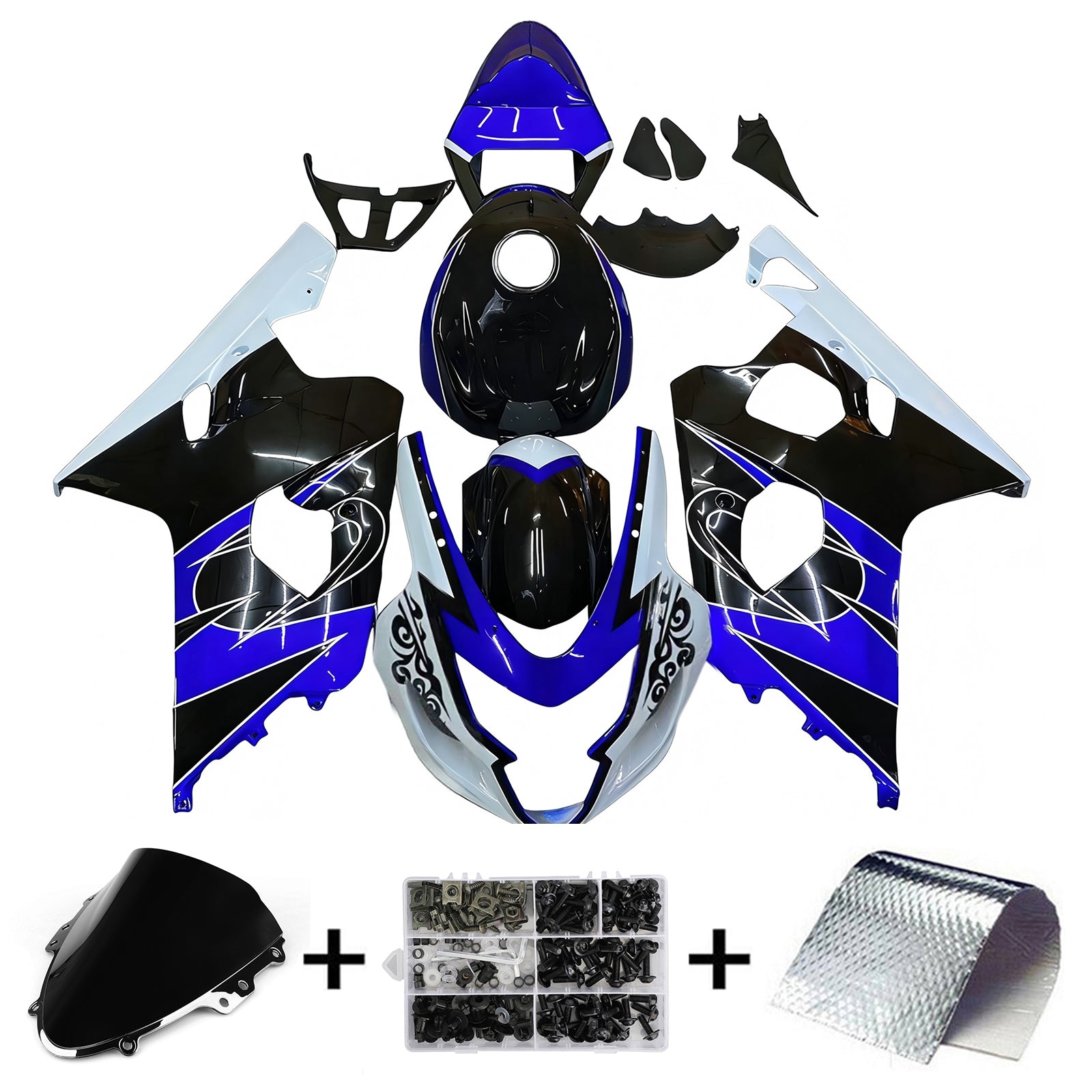 Amotopart Suzuki 2004-2005 GSXR 600/750 Blue Black White Fairing Kit