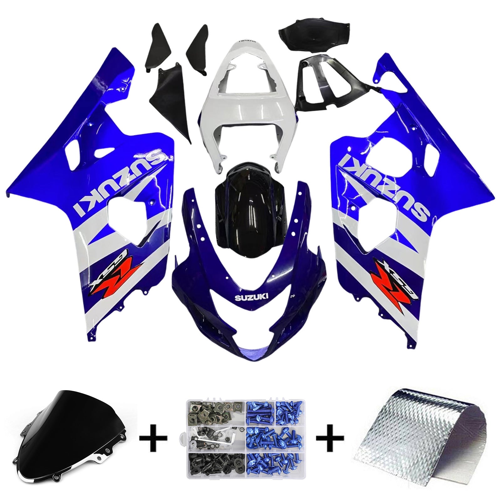 Amotopart スズキ 2004-2005 GSXR 600/750 ブルー ホワイト フェアリングキット付き