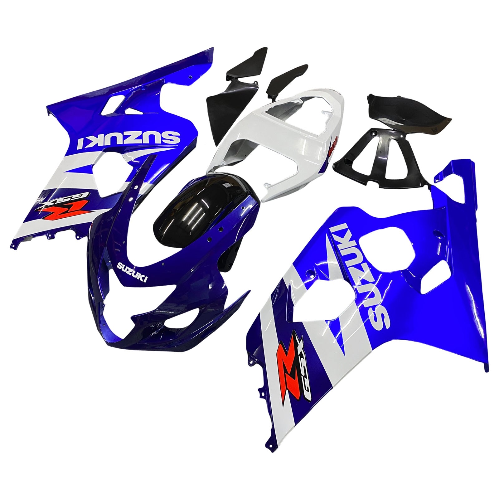 Amotopart Suzuki 2004–2005 GSXR 600/750 Blau mit weißem Verkleidungsset