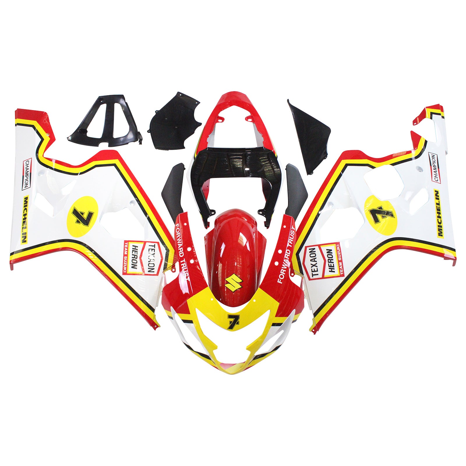 Amotopart Suzuki 2004-2005 GSXR 600/750 Red Yellow White Fairing Kit