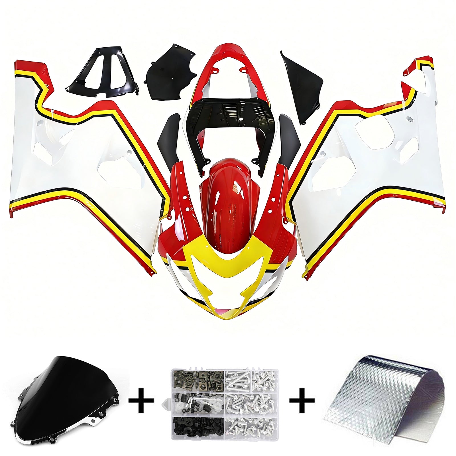 Amotopart Suzuki 2004-2005 GSXR 600/750 Red Yellow White Fairing Kit