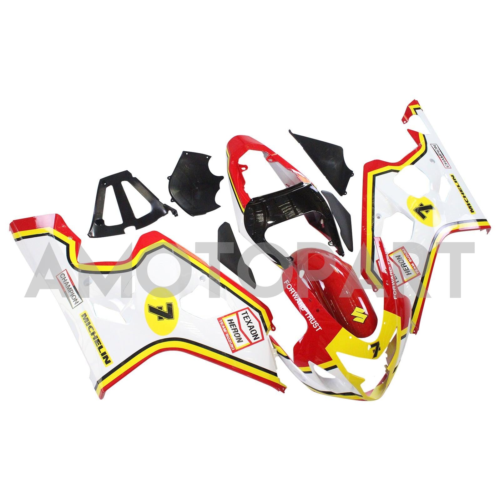 Amotopart Suzuki 2004-2005 GSXR 600/750 Red Yellow White Fairing Kit
