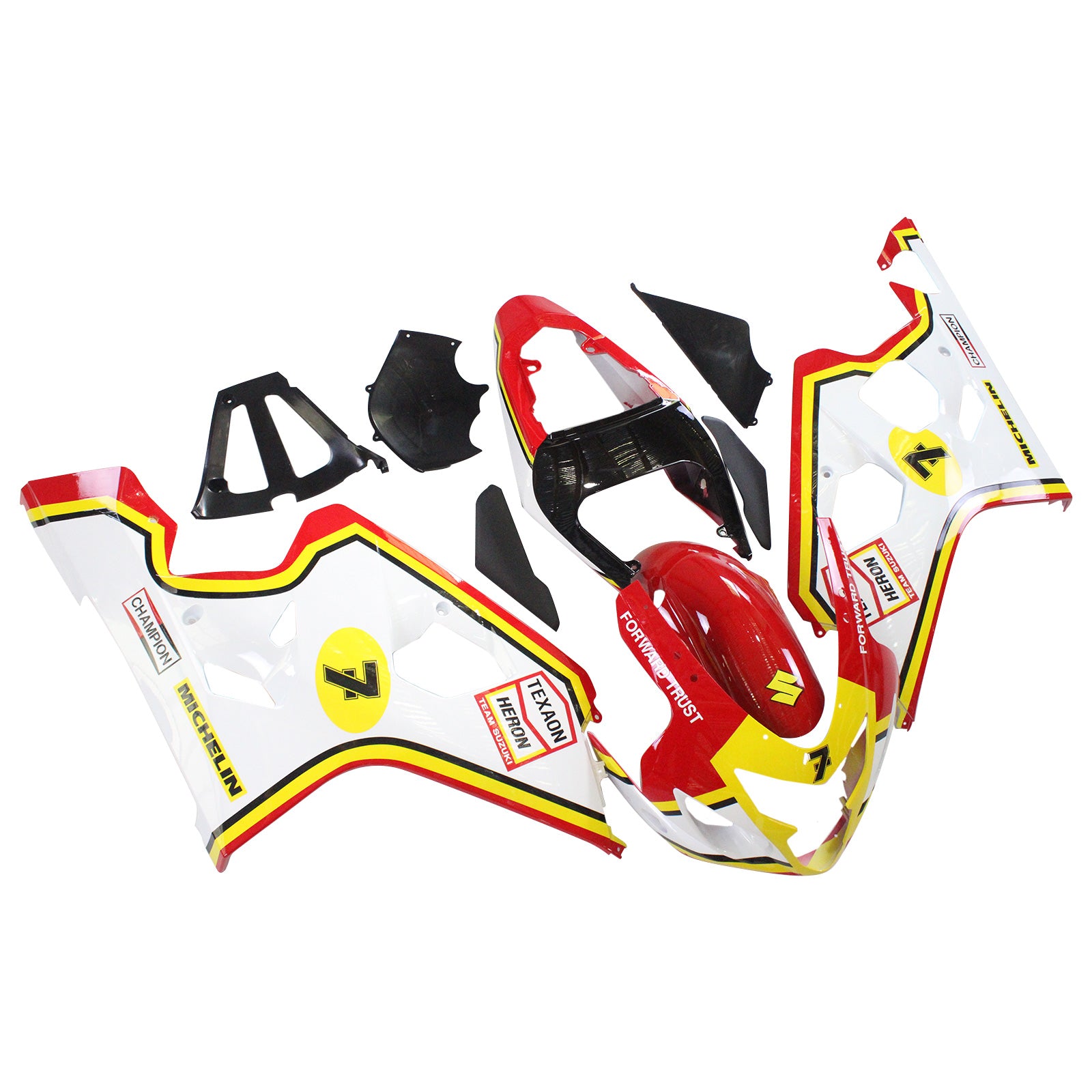 Amotopart Suzuki 2004-2005 GSXR 600/750 Kit de carénage rouge jaune blanc