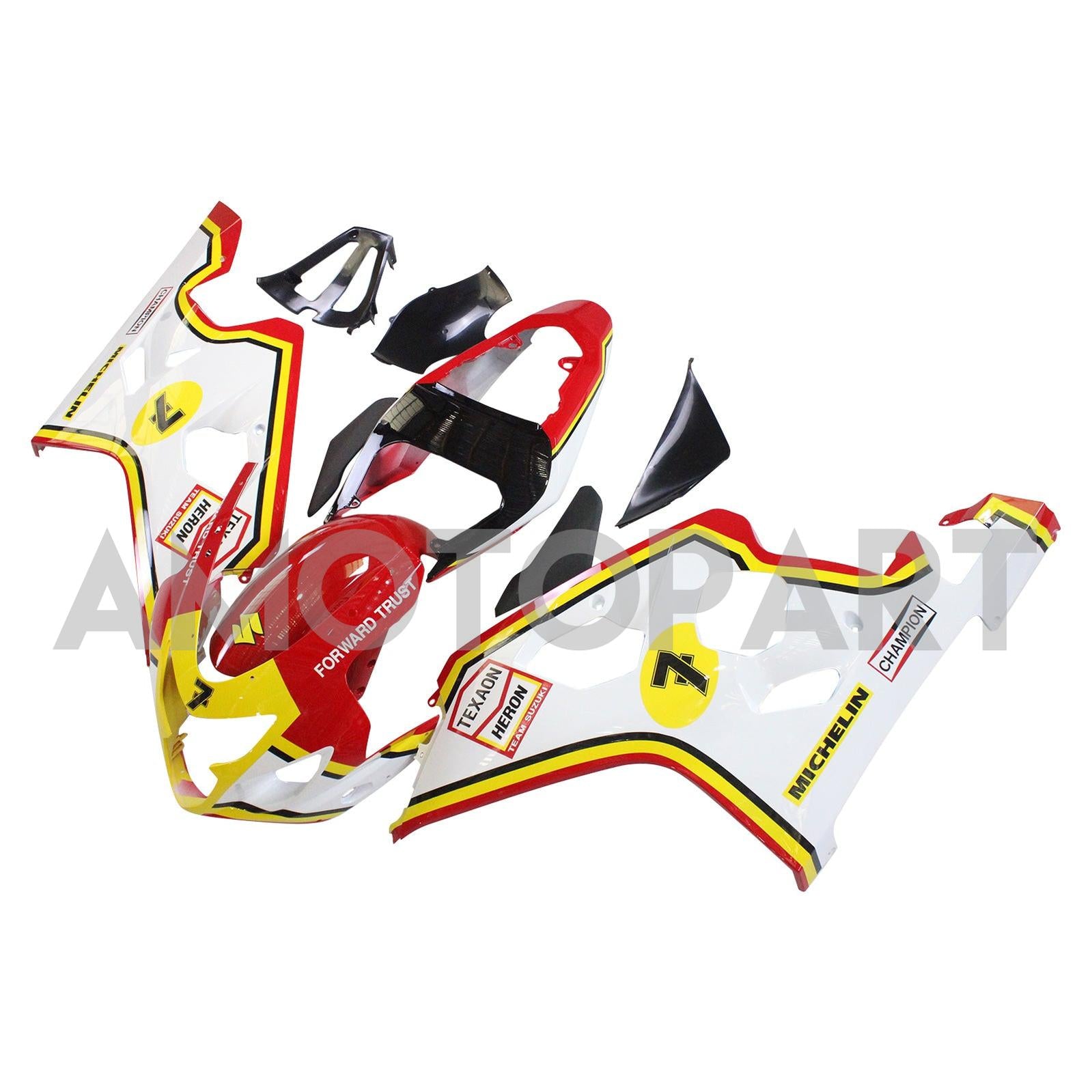 Amotopart Suzuki 2004-2005 GSXR 600/750 Red Yellow White Fairing Kit