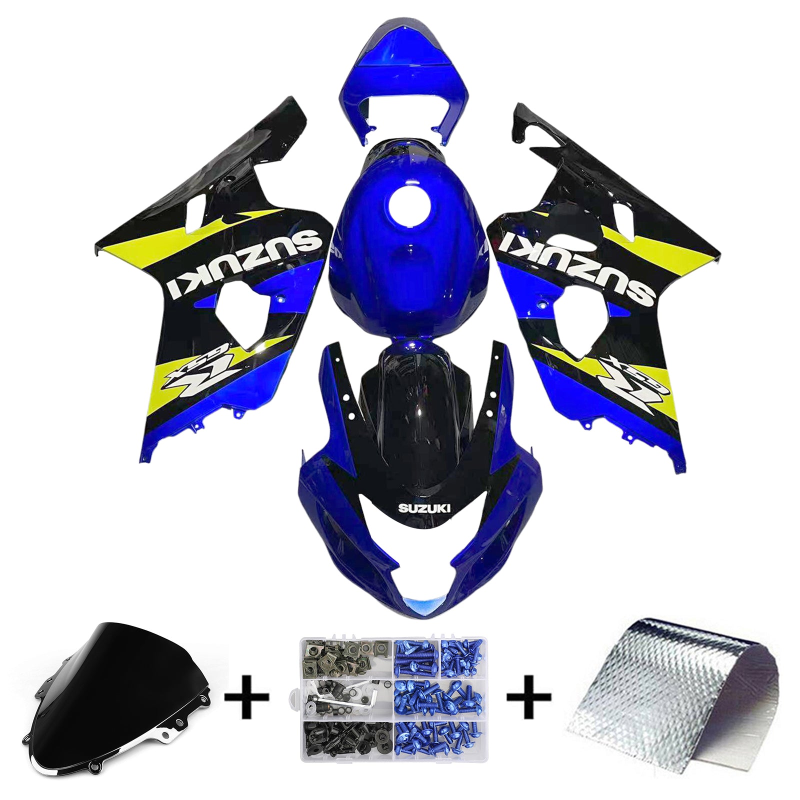 Amotopart Verkleidungssatz für Suzuki GSXR 600/750 2004–2005, Blau/Gelb