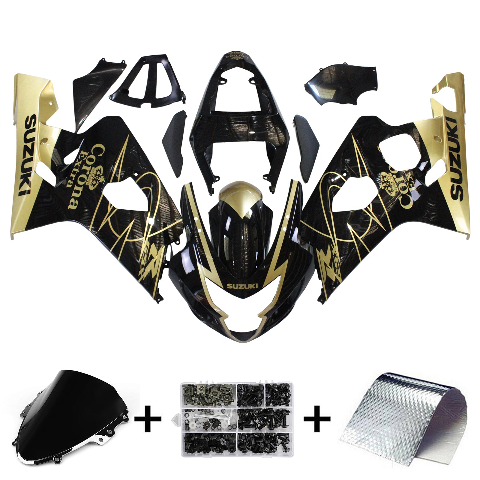 Amotopart Suzuki 2004-2005 GSXR 600/750 Gold Black Fairing Kit