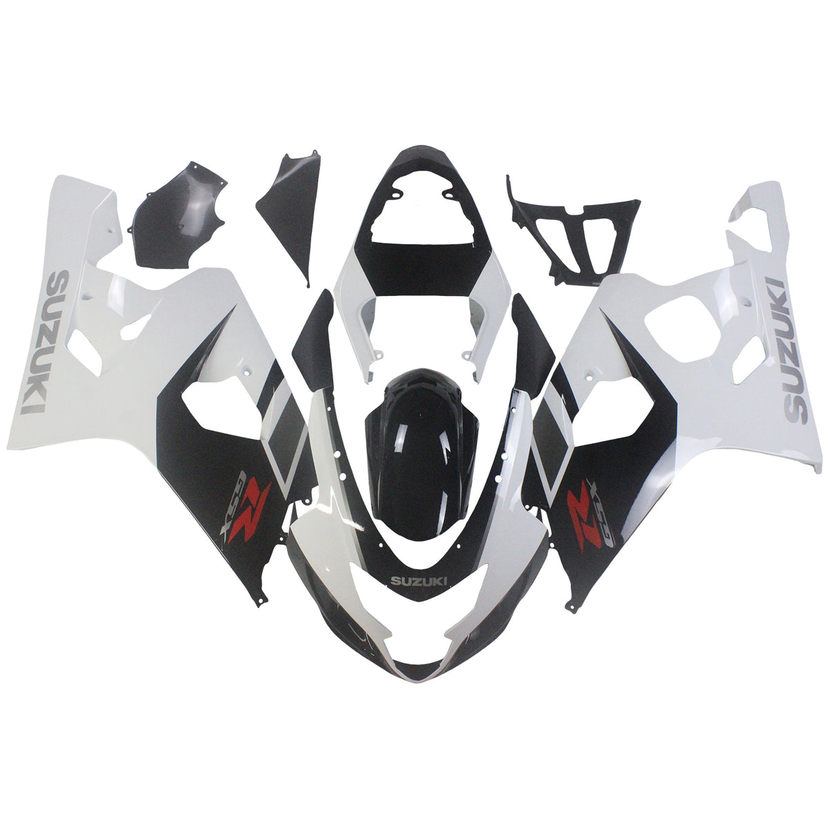 Amotopart Suzuki 2004-2005 GSXR 600/750 Noir avec kit de carénage blanc