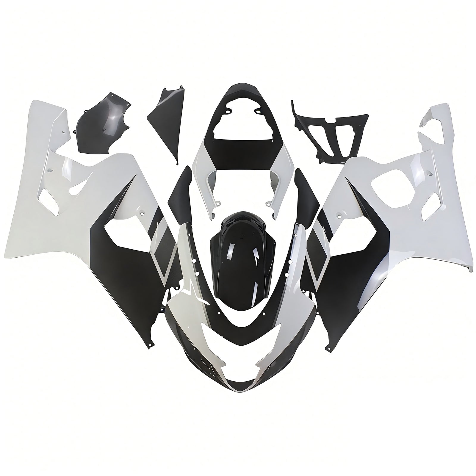 Amotopart Suzuki 2004-2005 GSXR 600/750 Black with White Faming Kit