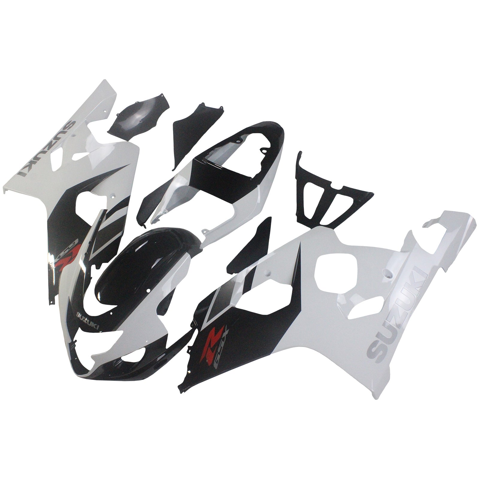 Amotopart Suzuki 2004-2005 GSXR 600/750 Black with White Fairing Kit