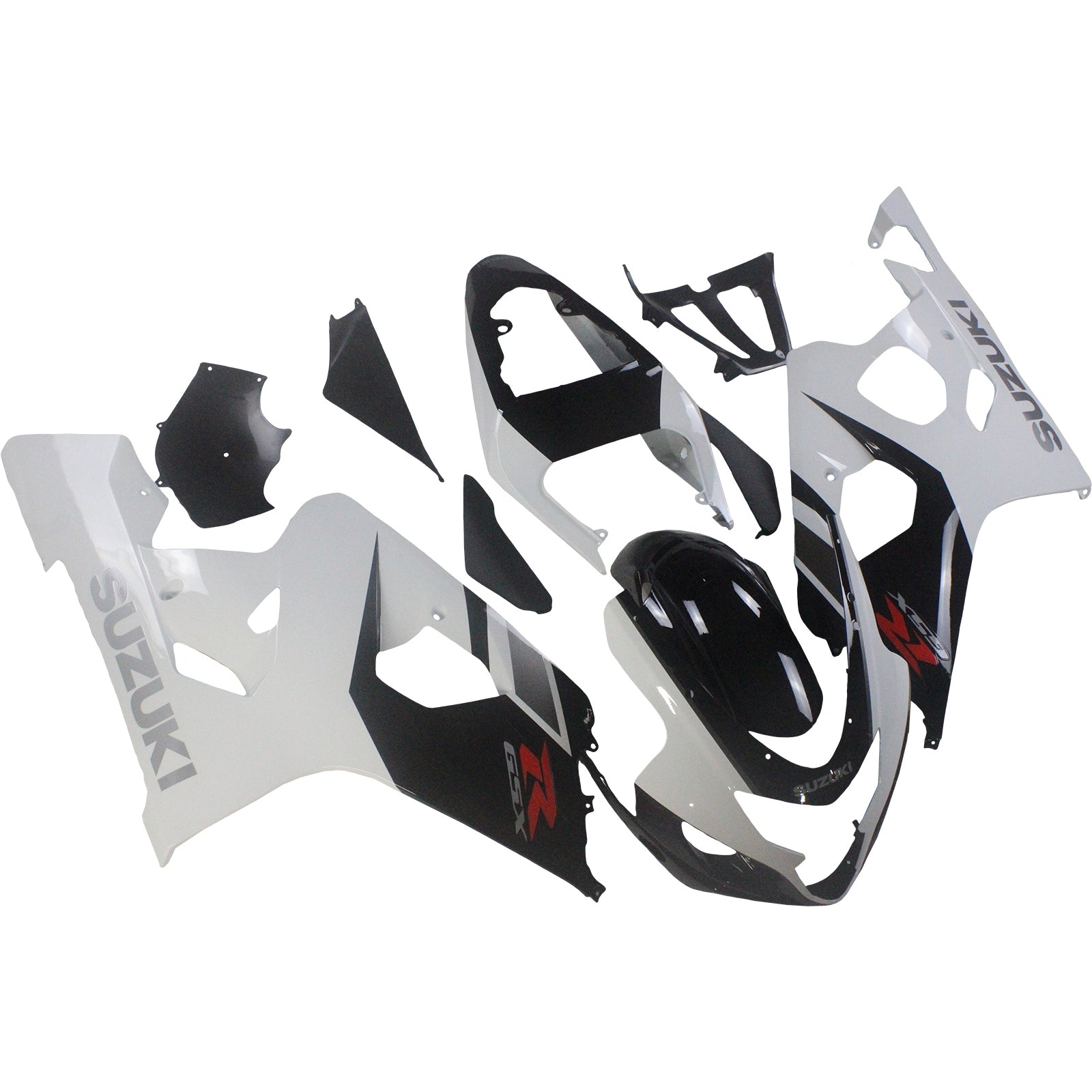 Amotopart Suzuki 2004-2005 GSXR 600/750 Black with White Fairing Kit