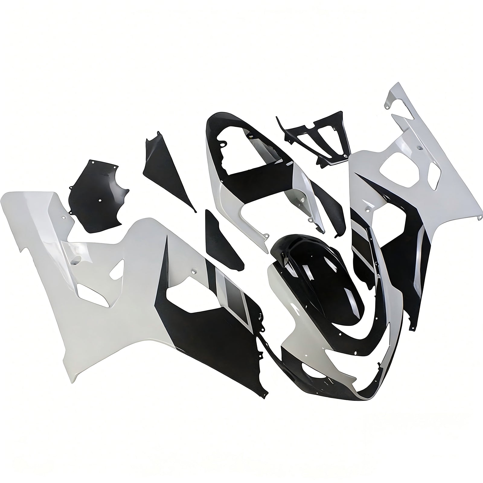 Amotopart Suzuki 2004-2005 GSXR 600/750 Black with White Fairing Kit
