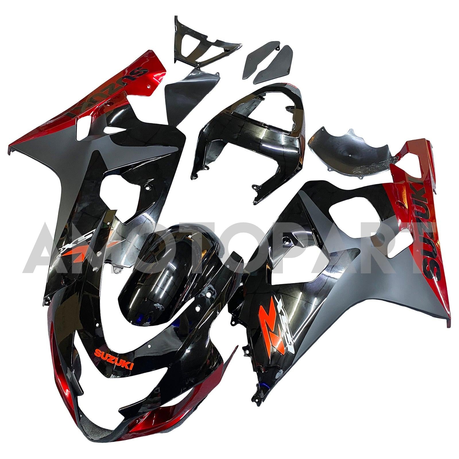 Amotopart Suzuki 2004-2005 GSXR 600/750 Black with Red Fairing Kit