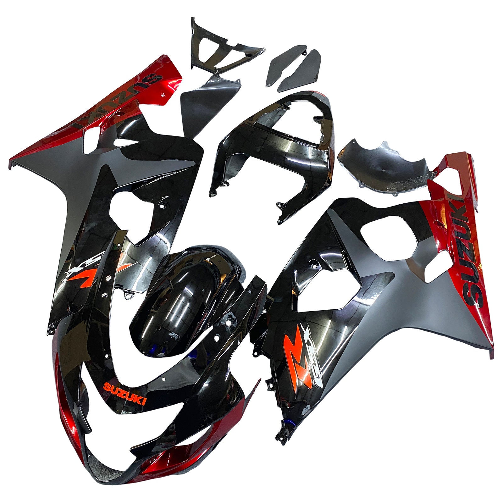 Amotopart Suzuki 2004-2005 GSXR 600/750 Black with Red Fairing Kit