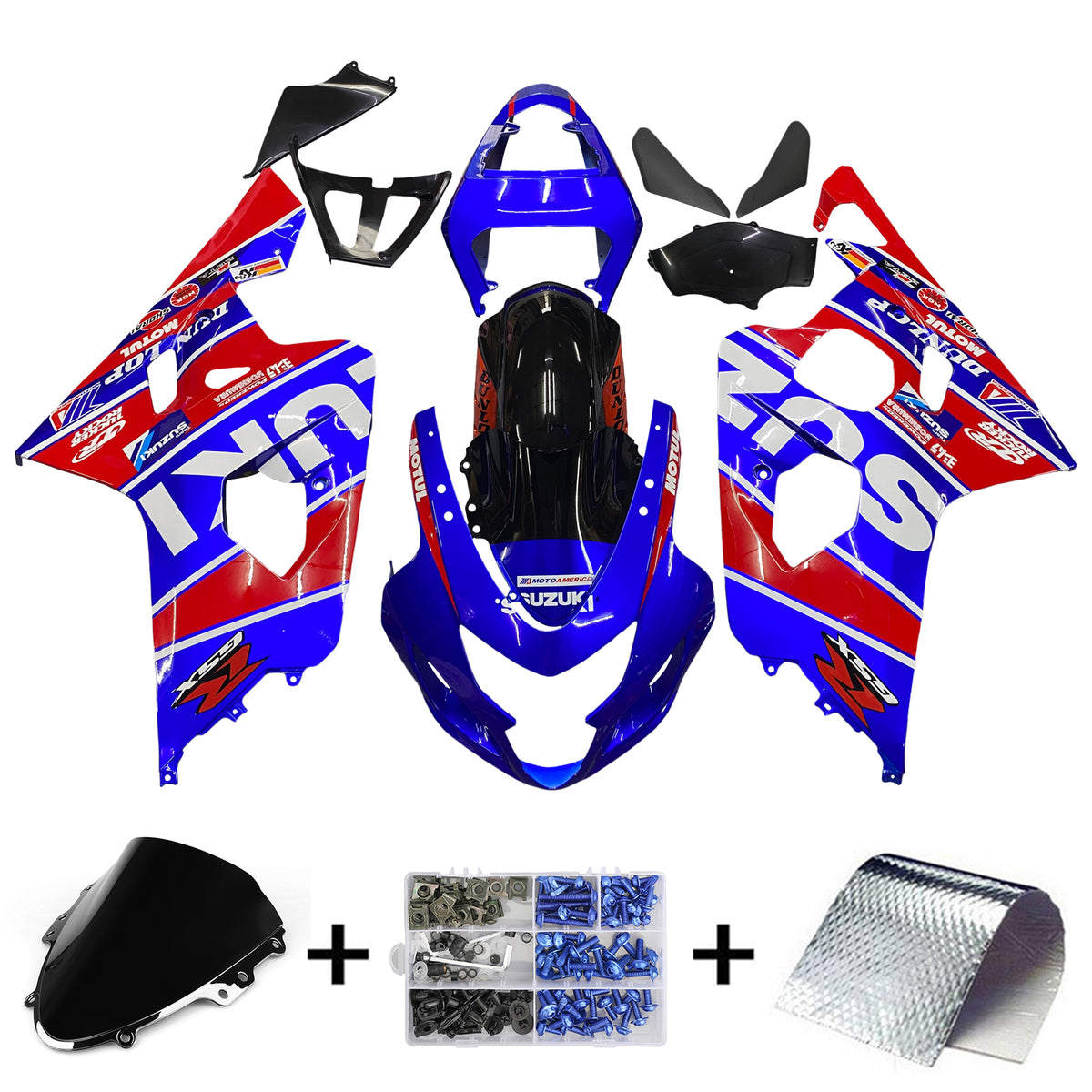 Amotopart Suzuki 2004-2005 GSXR 600/750 Blue Mix Red Fairing Kit