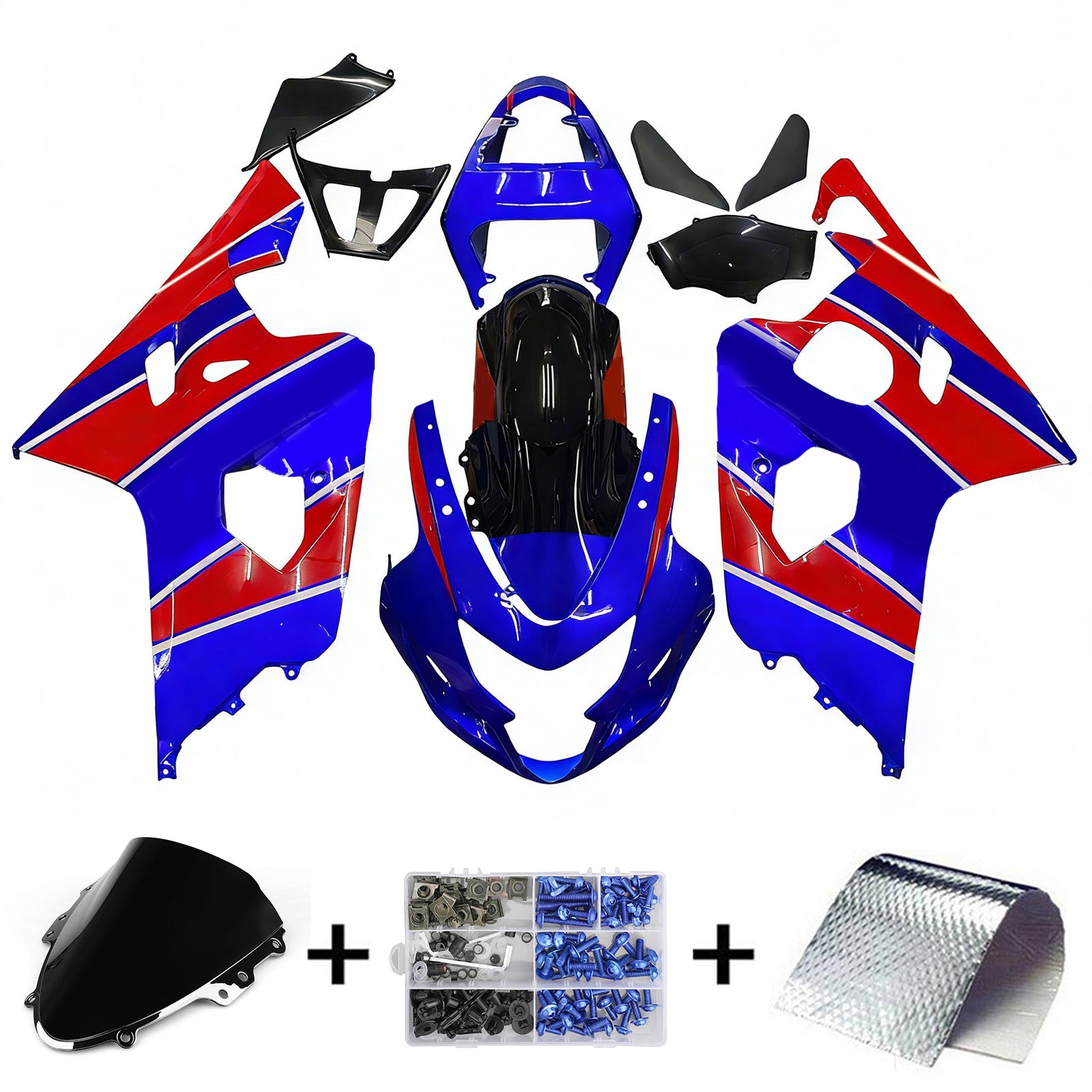 Amotopart Suzuki 2004-2005 GSXR 600/750 Blue Mix Red Fairing Kit