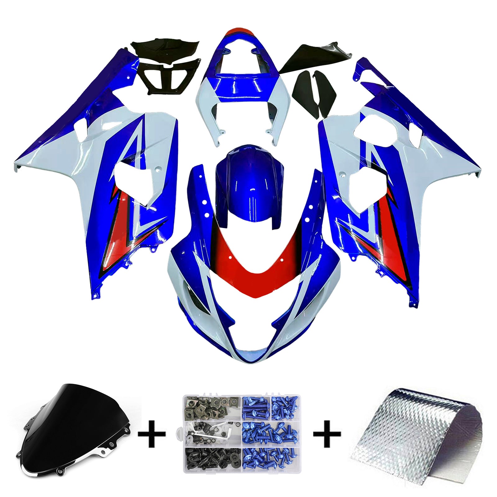 Amotopart Suzuki 2004-2005 GSXR 600/750 Red White Blue Fairing Kit