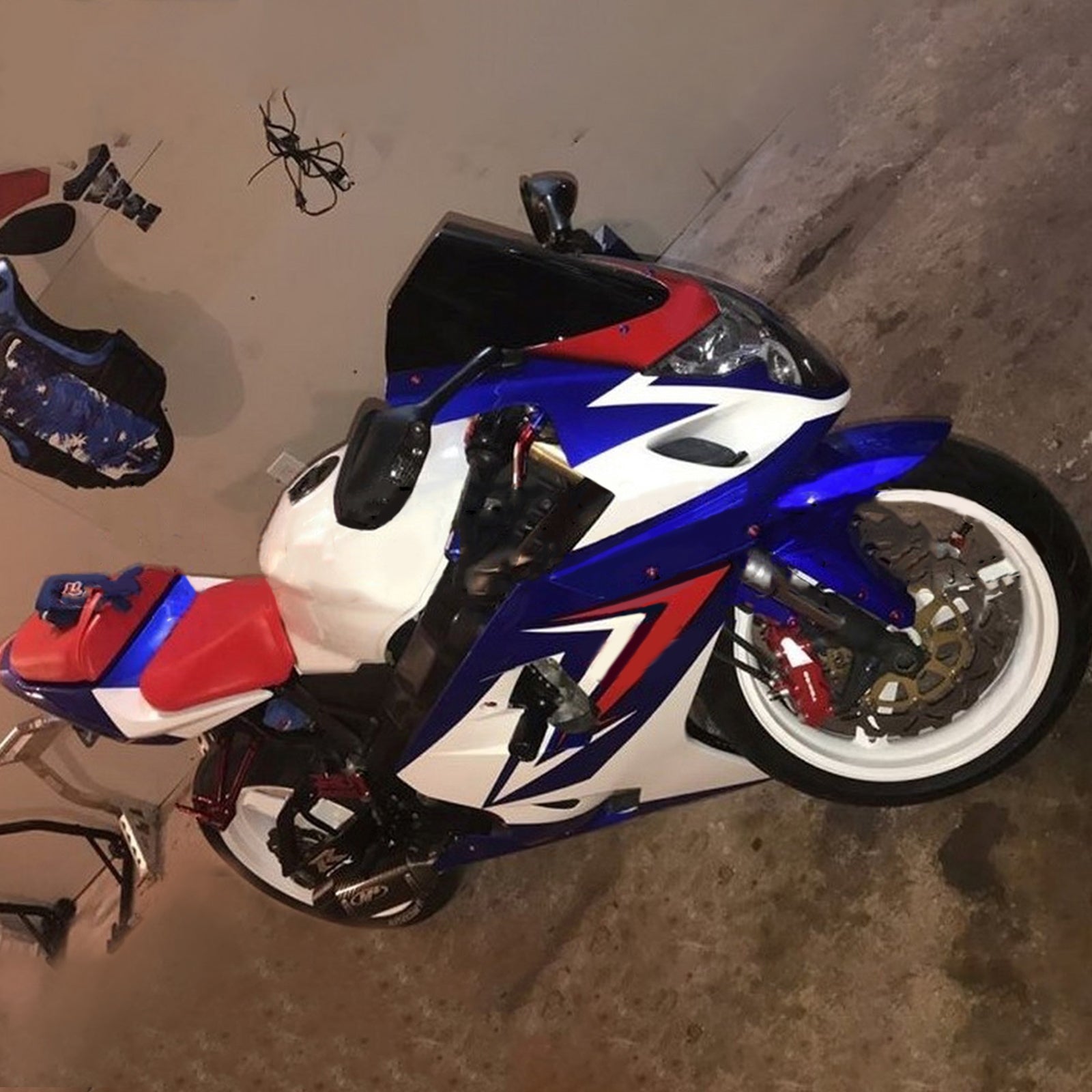 Amotopart Suzuki 2004-2005 GSXR 600/750 Red White Blue Fairing Kit