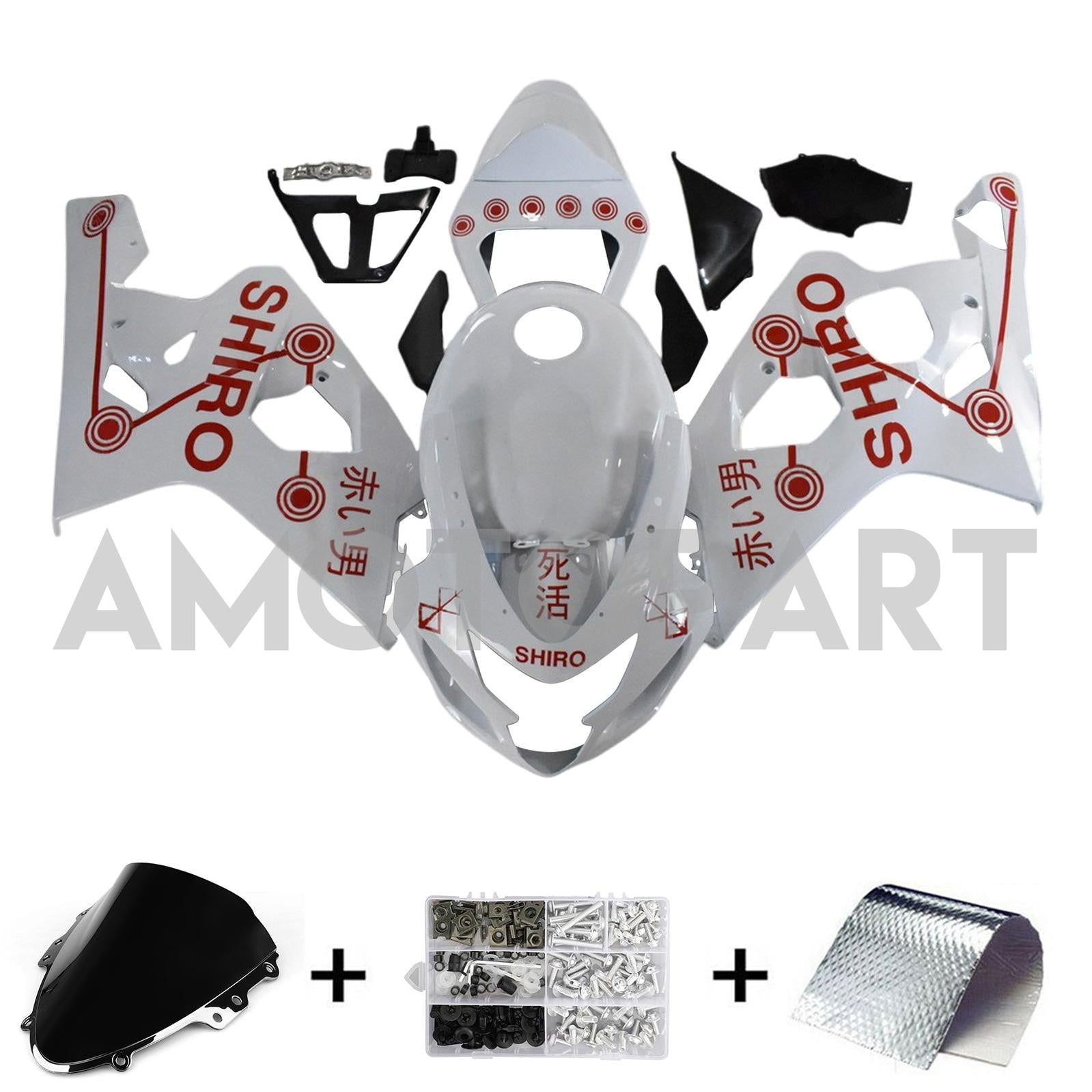 Amotopart 2004-2005 GSXR 600/750 Suzuki White Red Fairing Kit