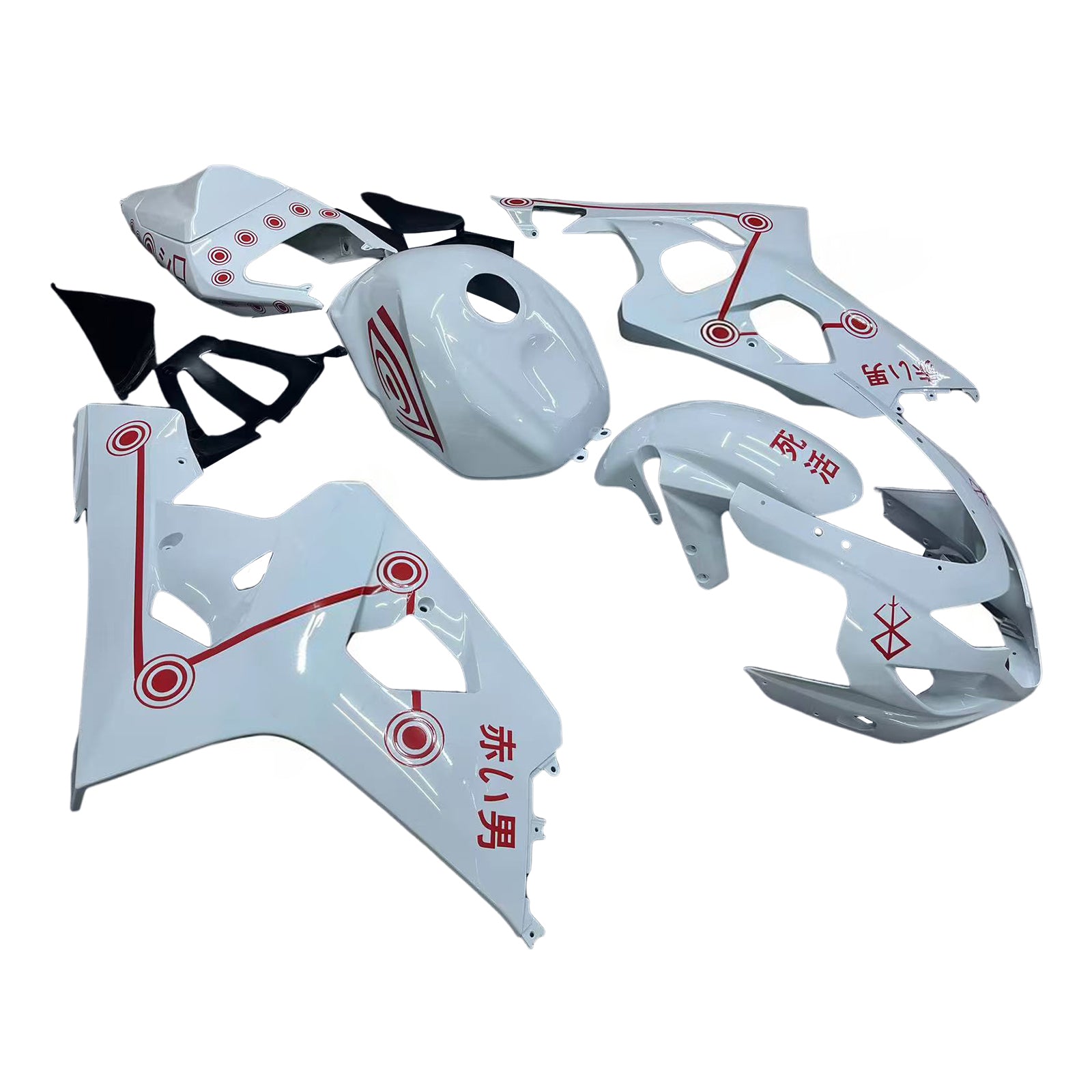 Amotopart 2004-2005 GSXR 600/750 Suzuki White Red Fairing Kit