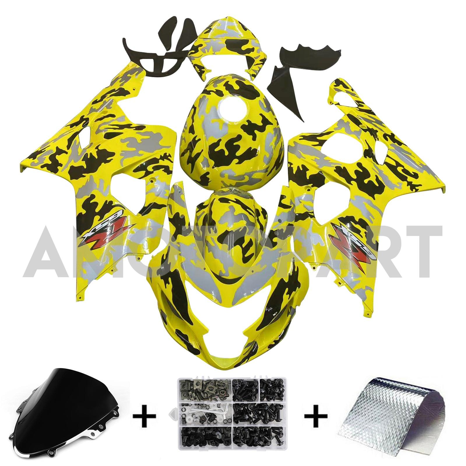 Amotopart 2004-2005 K4 GSXR 600/750 Suzuki Camo Yellow&Grey Fairing Kit