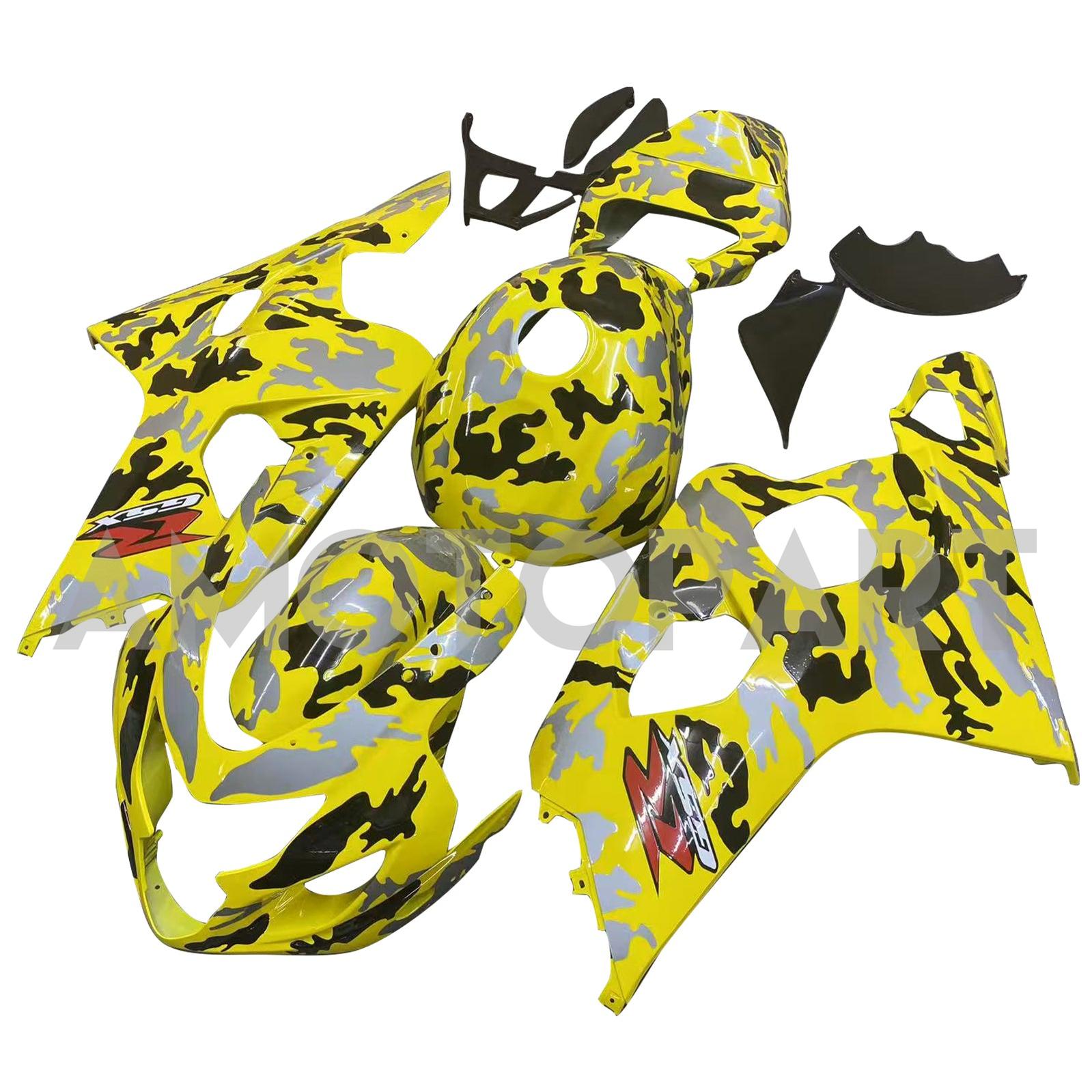 Amotopart 2004–2005 K4 GSXR 600/750 Suzuki Camo Gelb&Graues Verkleidungsset