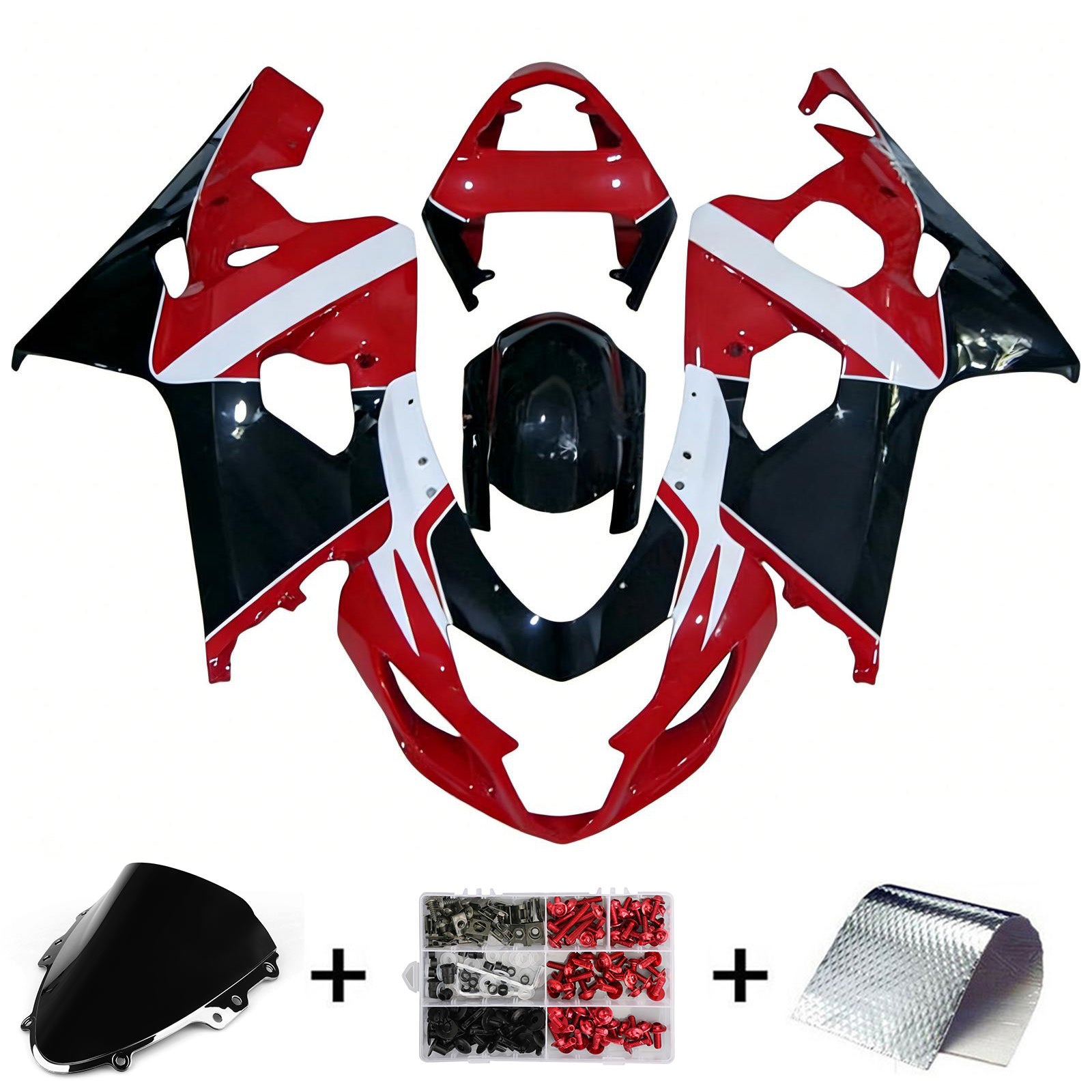 Amotopart 2004-2005 K4 GSXR 600/750 Suzuki Kit carena giapponese rosso e nero