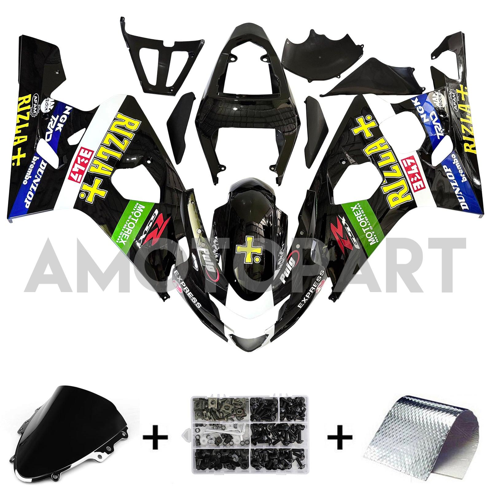 Amotopart 2004-2005 K4 GSXR 600/750 Suzuki Black with Logos Fairing Kit