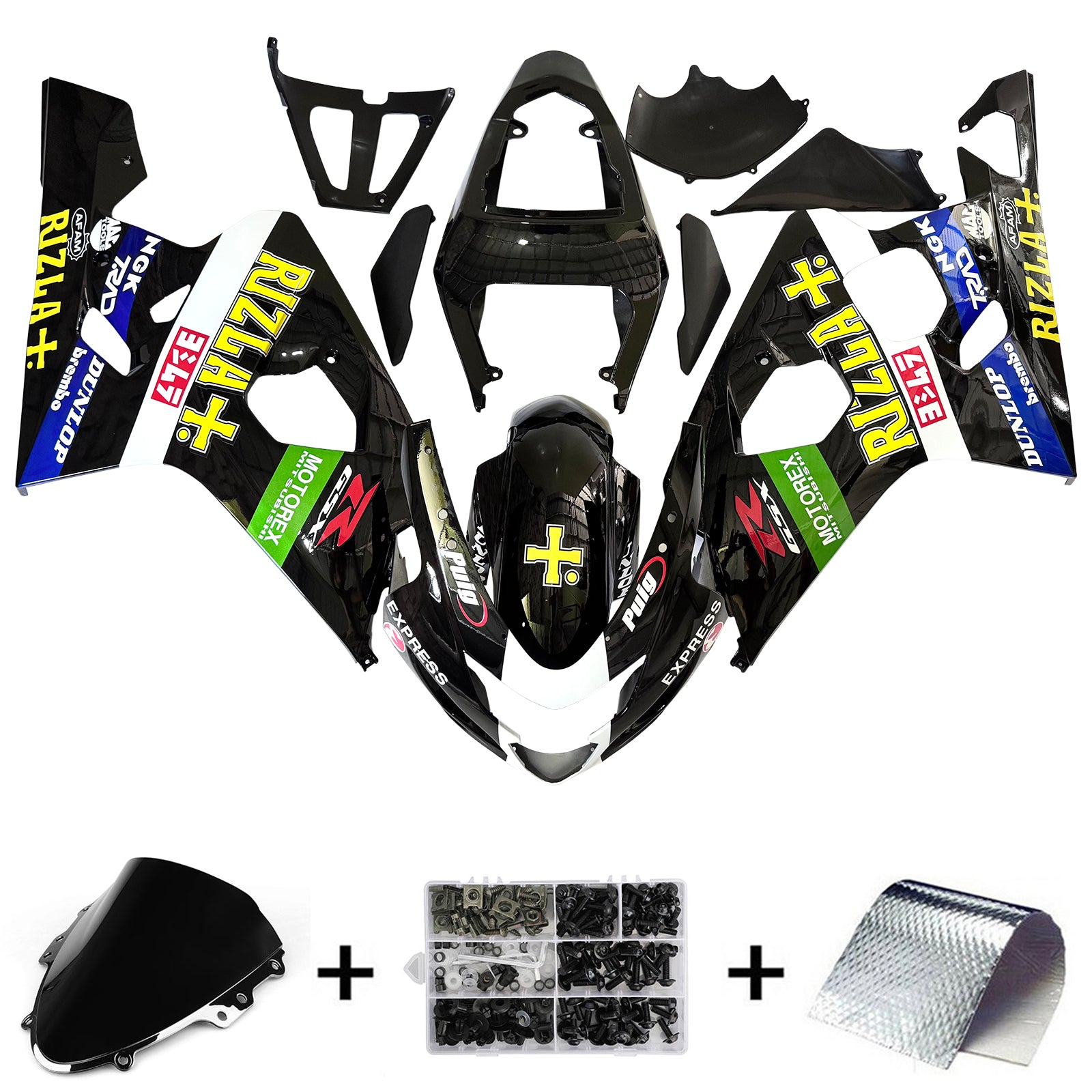 Amotopart 2004-2005 K4 GSXR 600/750 Suzuki Black Fairing Kit