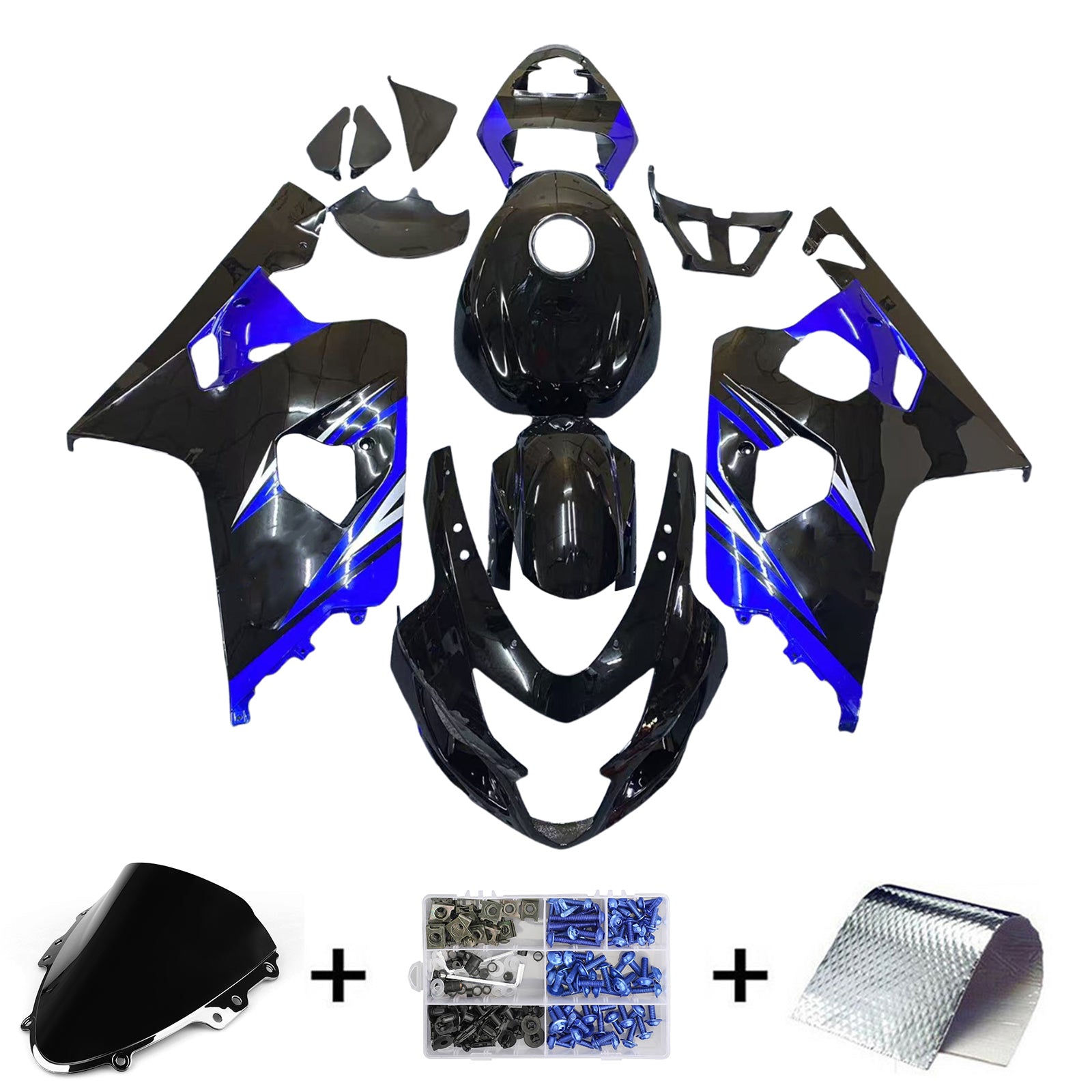 Amotopart 2004-2005 K4 GSXR 600/750 Suzuki Blue&Black Style6 Fairing Kit
