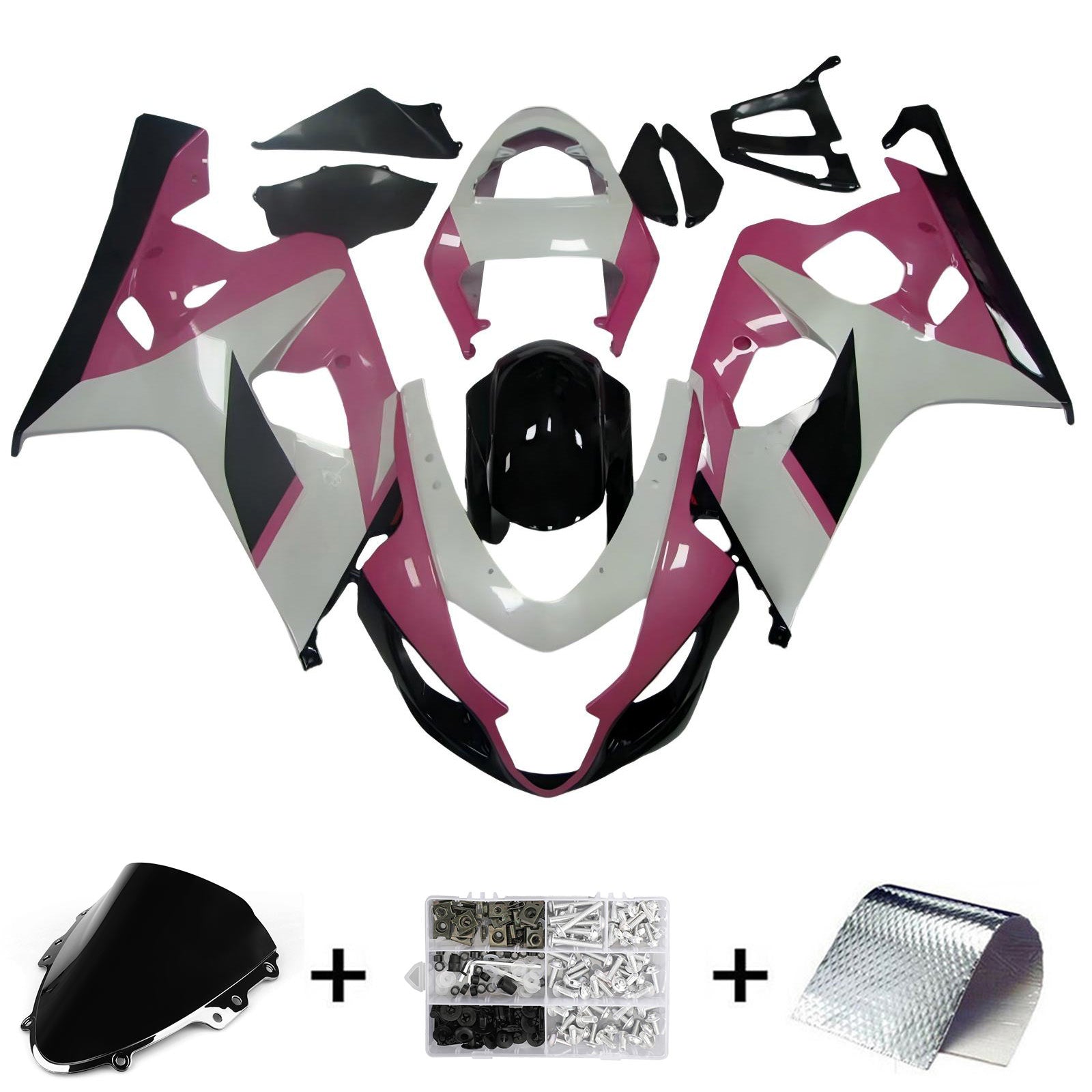 Amotopart 2004-2005 K4 GSXR 600/750 Suzuki Kit carena rosa e bianco