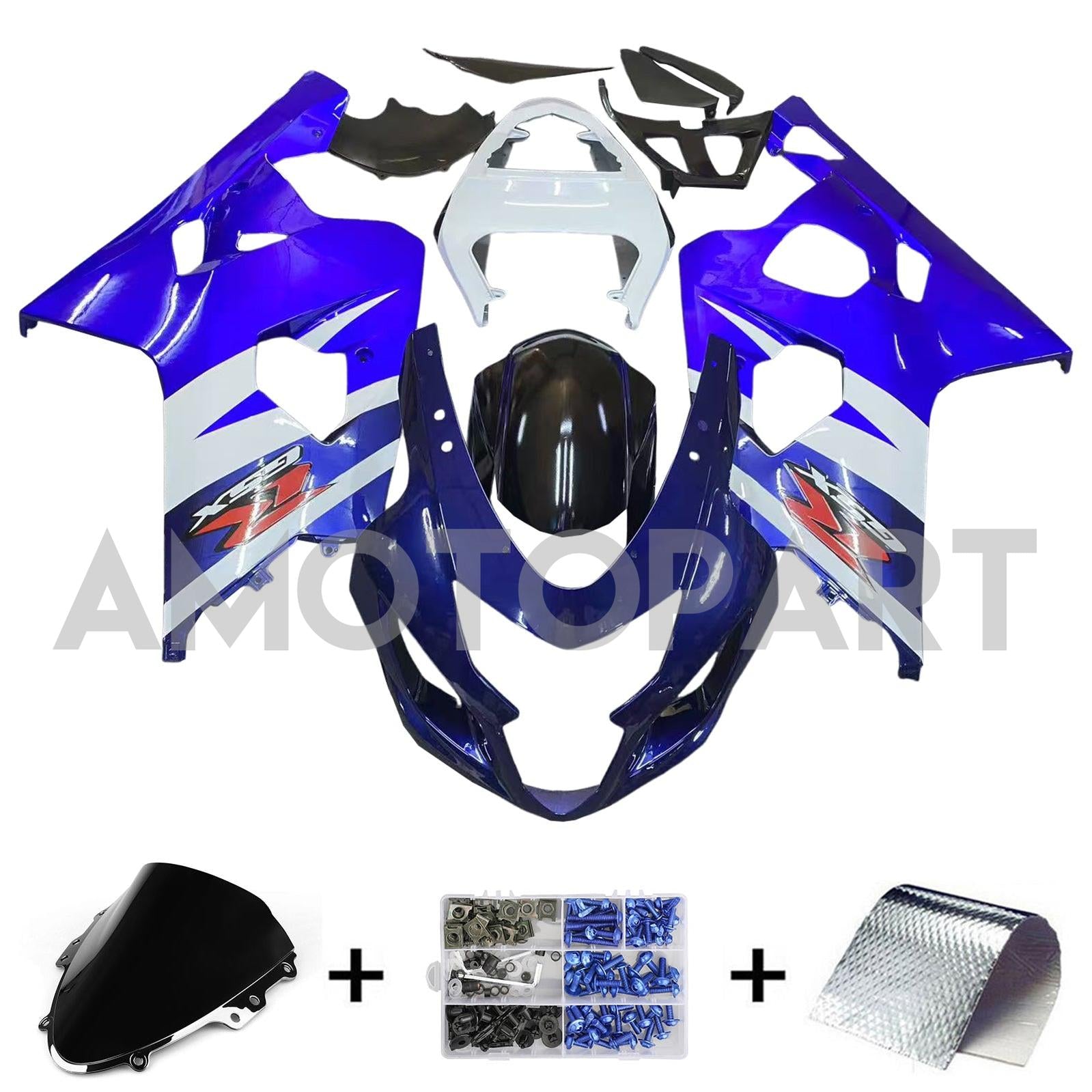 Amotopart 2004-2005 K4 GSXR 600/750 Suzuki Blue&Black Style4 Kit carena