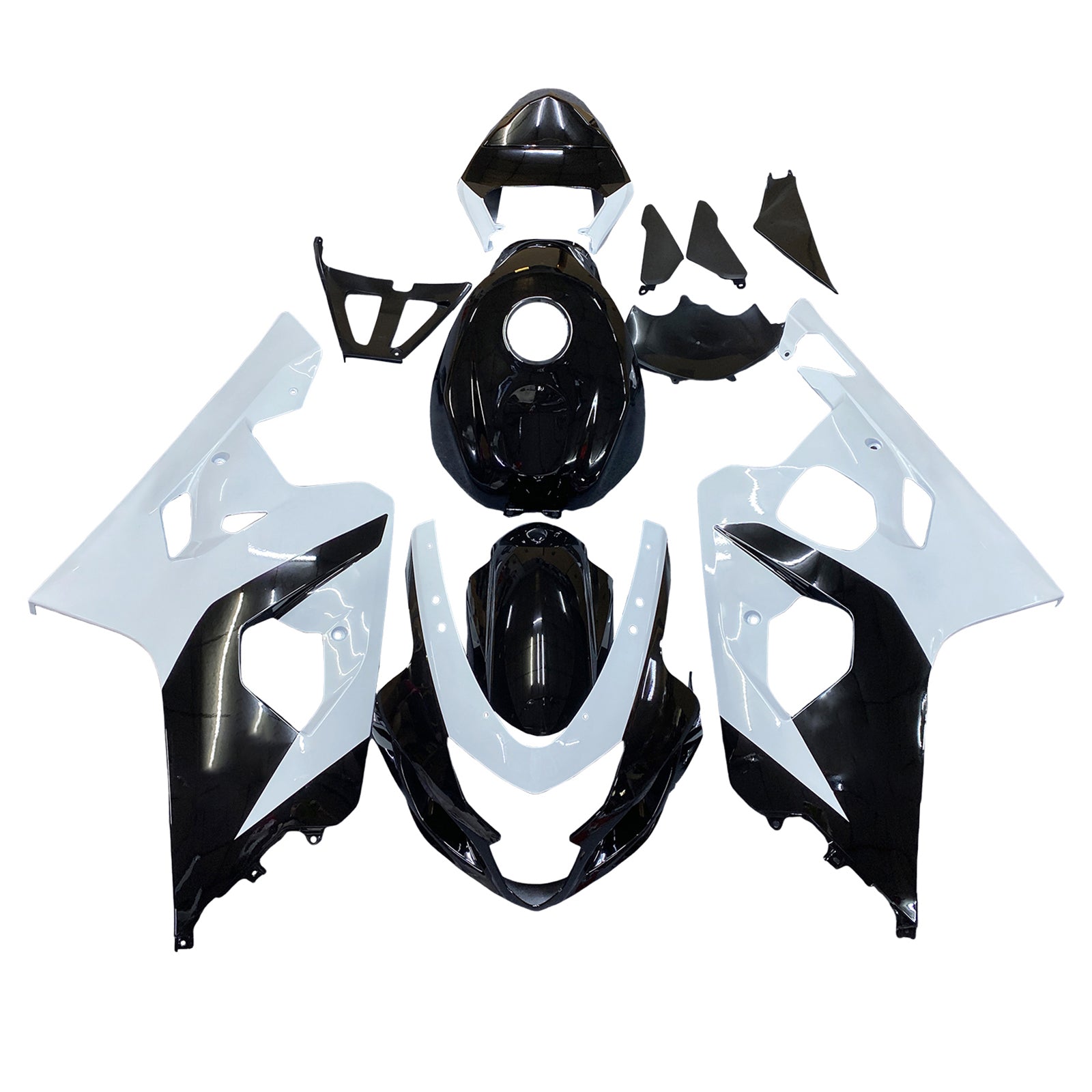 Amotopart 2004-2005 K4 GSXR 600/750 スズキ ホワイト & ブラック スタイル 1 フェアリングキット